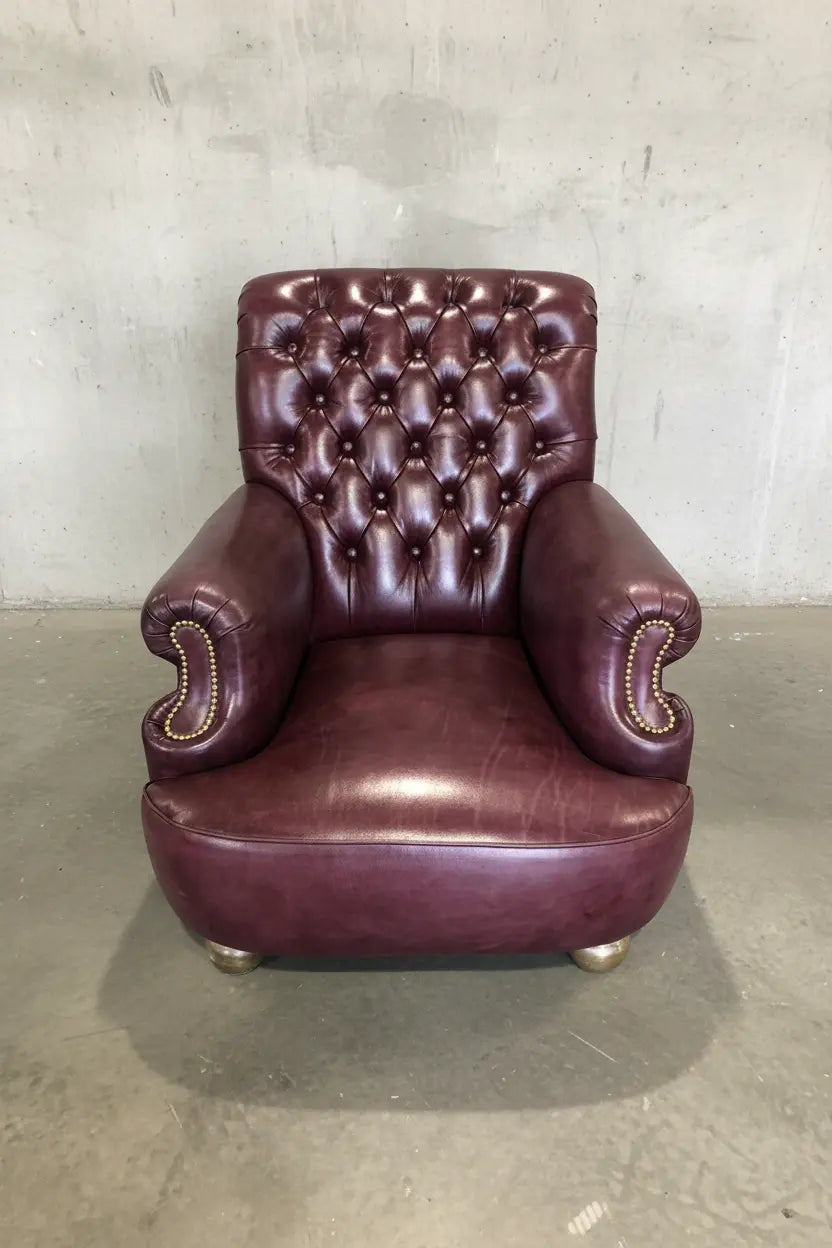 Shelburne Hand Dyed Leather Armchair in Deep Orchard Robinson of England