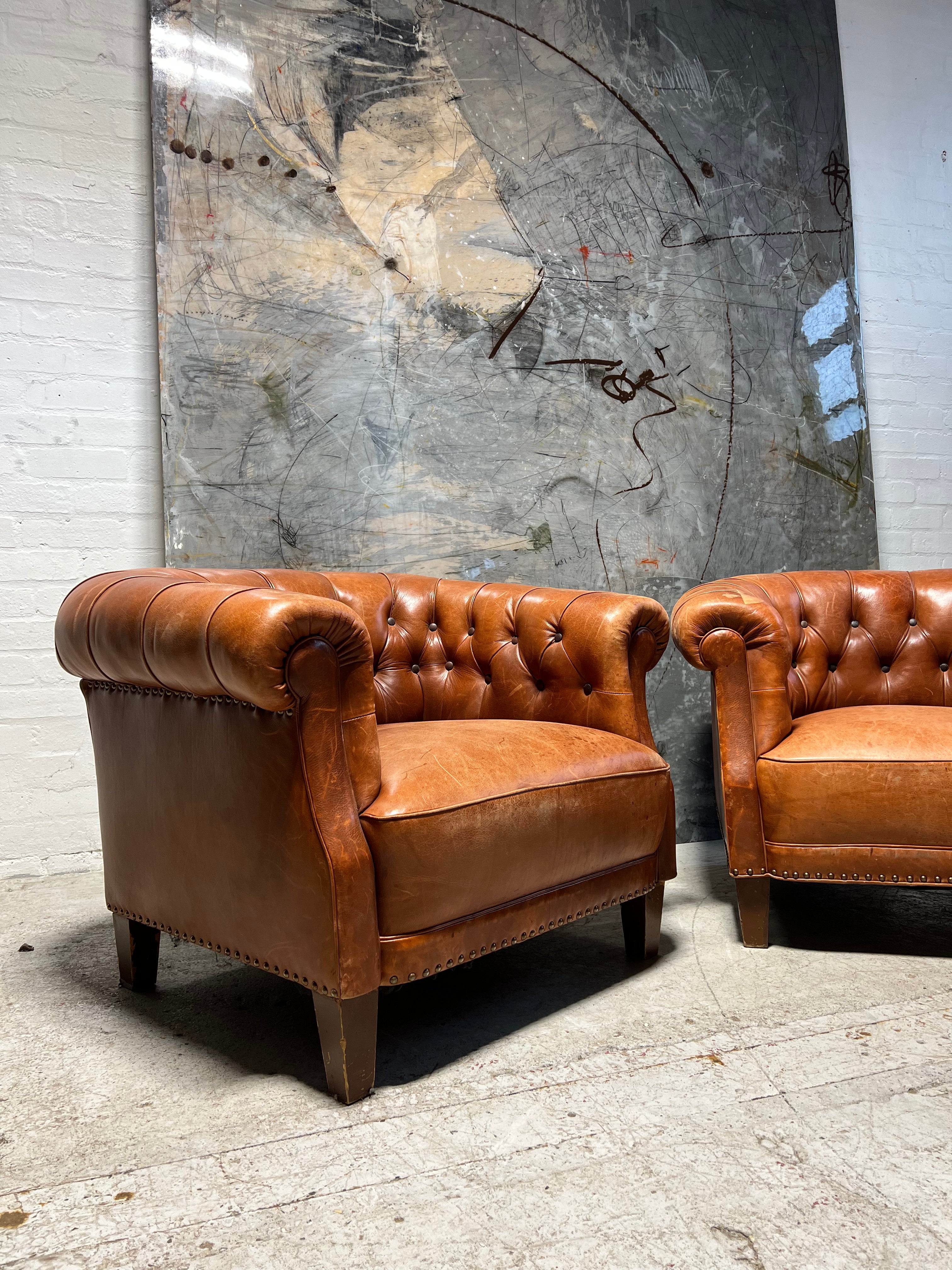 From Robbie Williams’ Compton Basset House - Very Well Crafted Leather Library Club Chairs