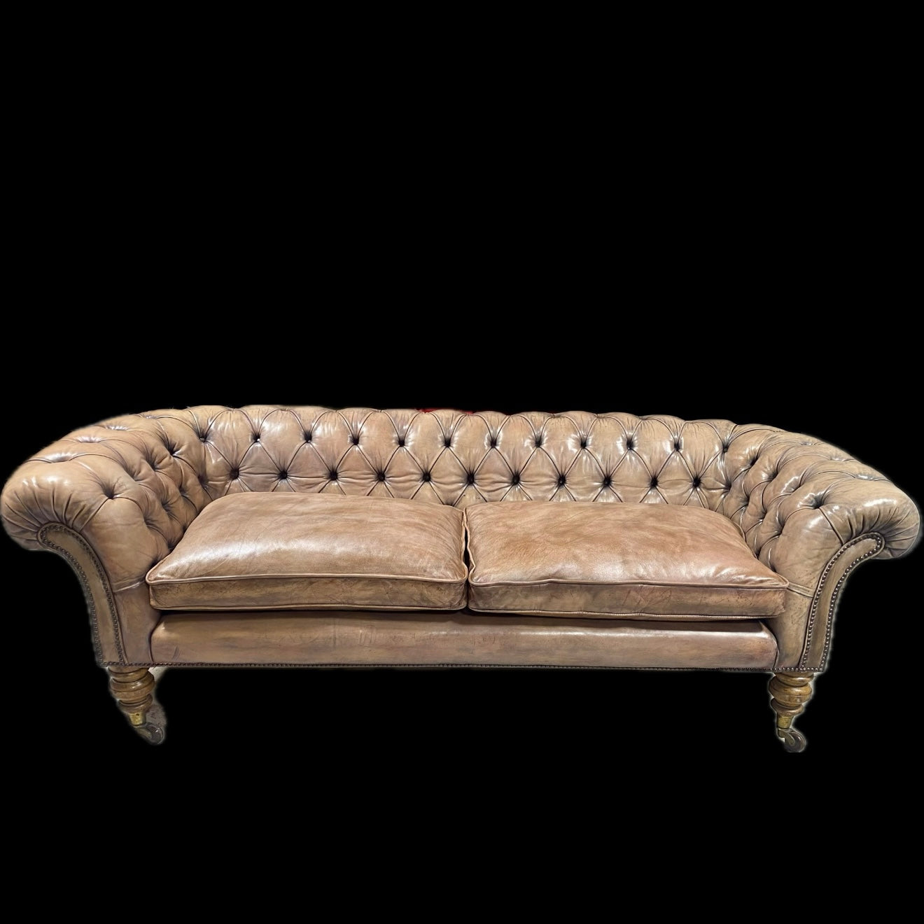 Very Beautiful 19thC Leather Chesterfield Sofa in Hand Dyed Leathers