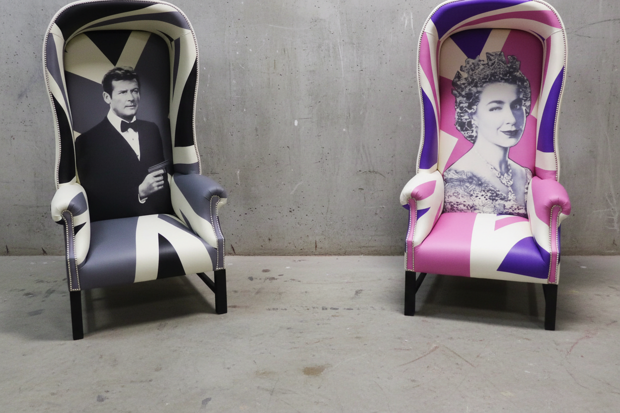 Beyond Bespoke!  Victorian Porters Chairs in Printed Leathers