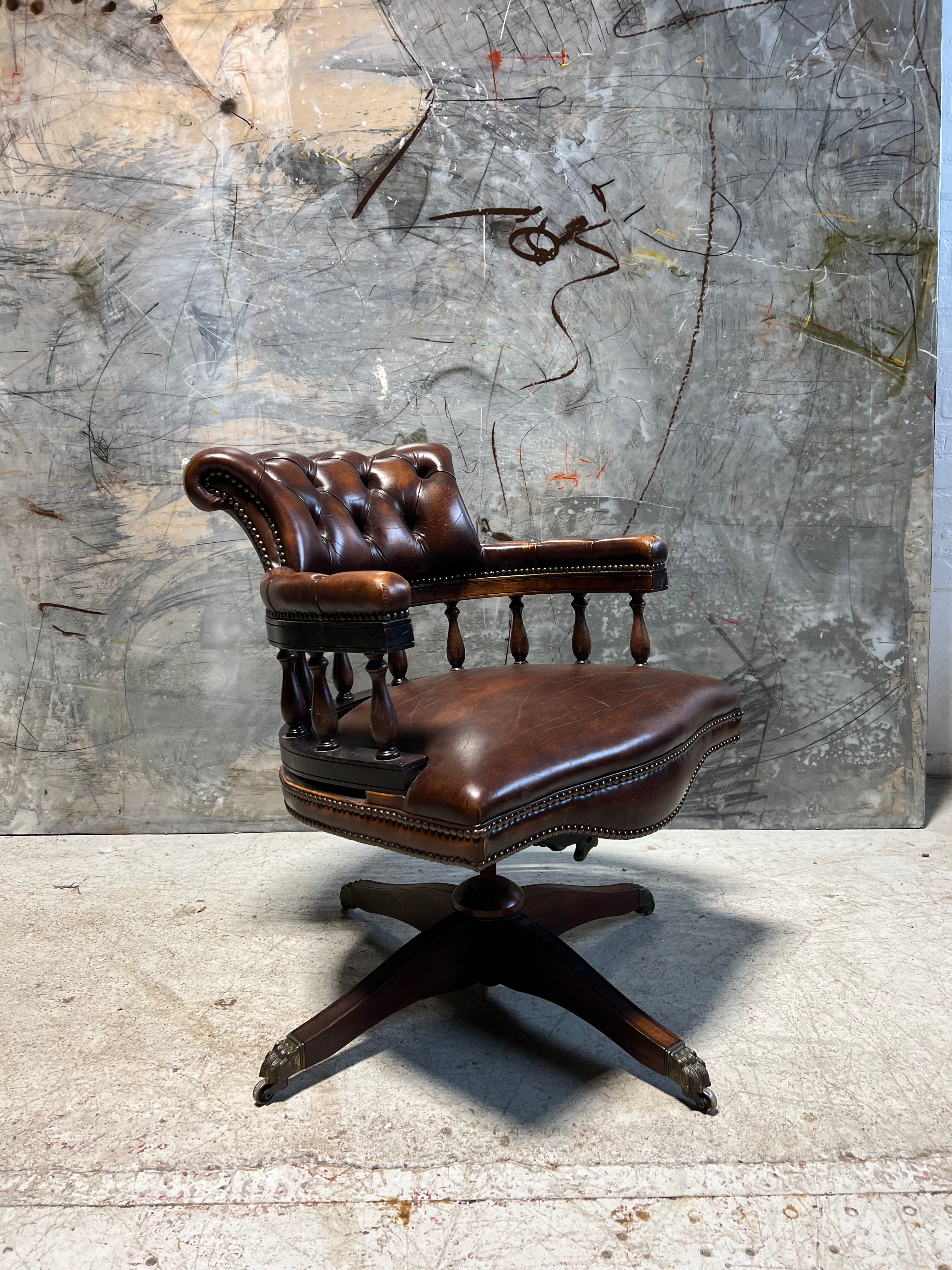 Beautiful Little Leather Captains Chair