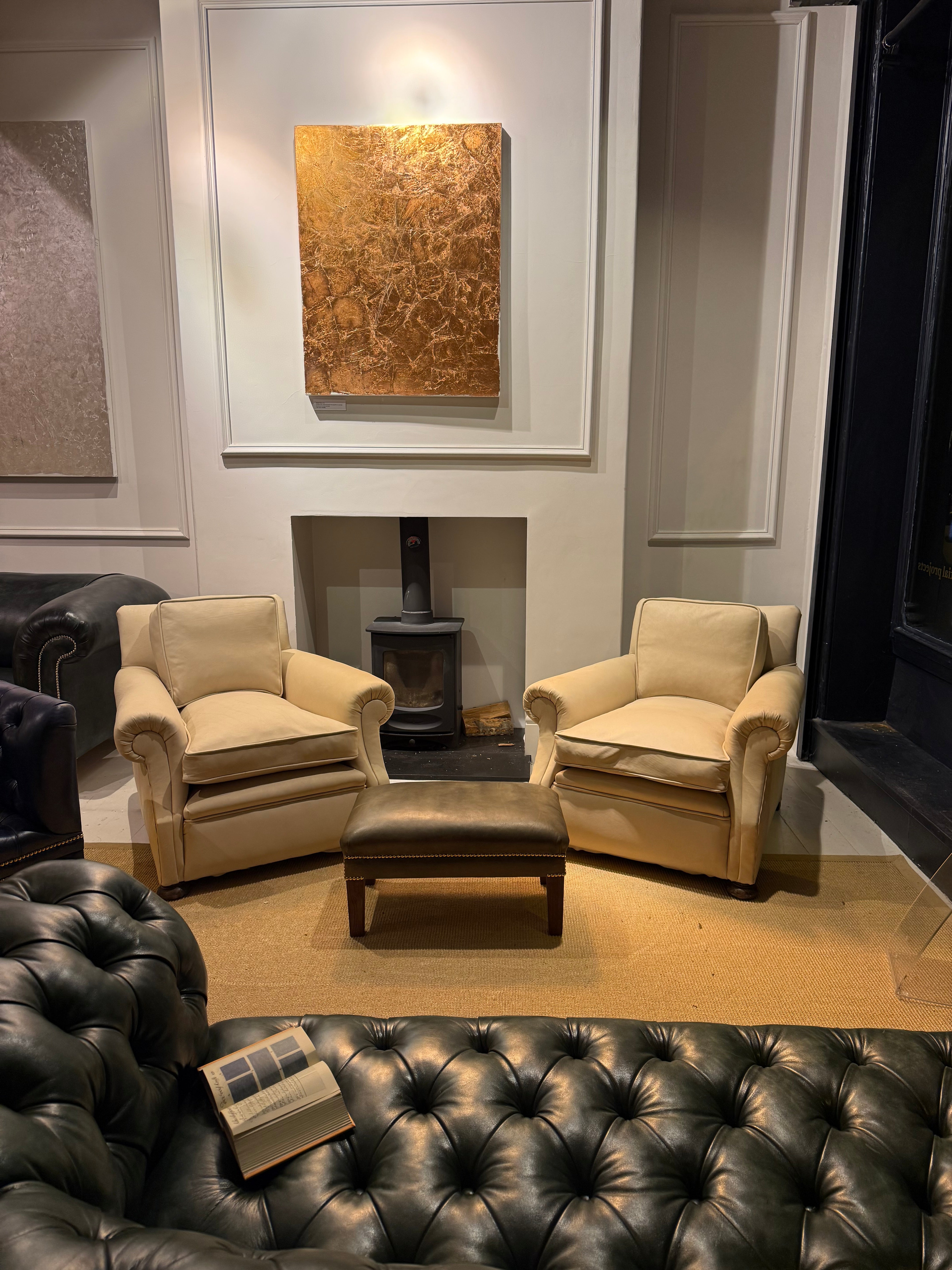 Choose Your Own Colour - Robust Pair of Edwardian Armchairs in Original Leather