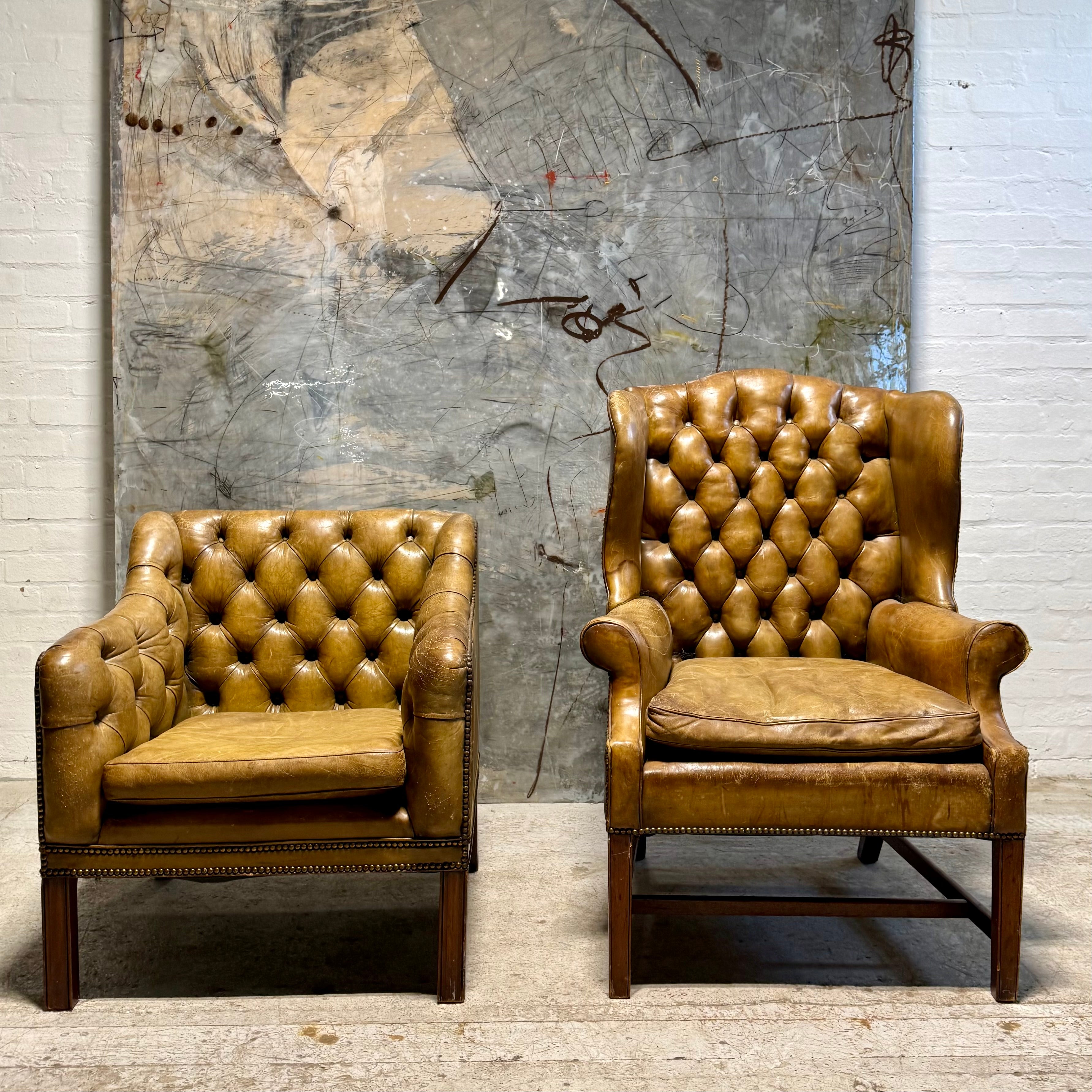 MidC Hand Dyed Leather Library Chair
