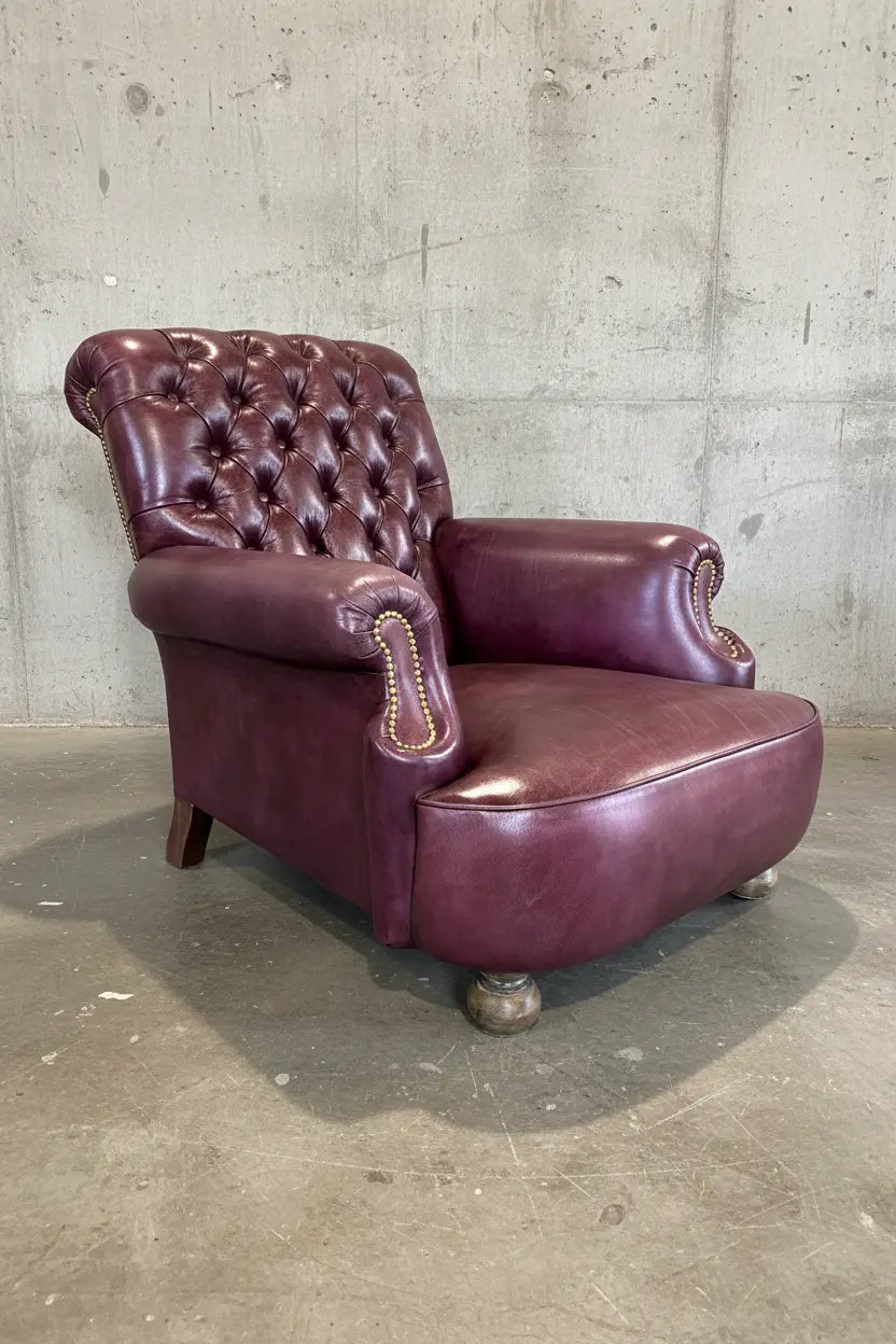 Shelburne Hand Dyed Leather Armchair in Deep Orchard Robinson of England