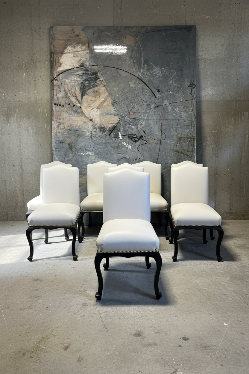 Our Signature Leonardo Dining Chair in Cream Leathers with Loose Coil Sprung Seat