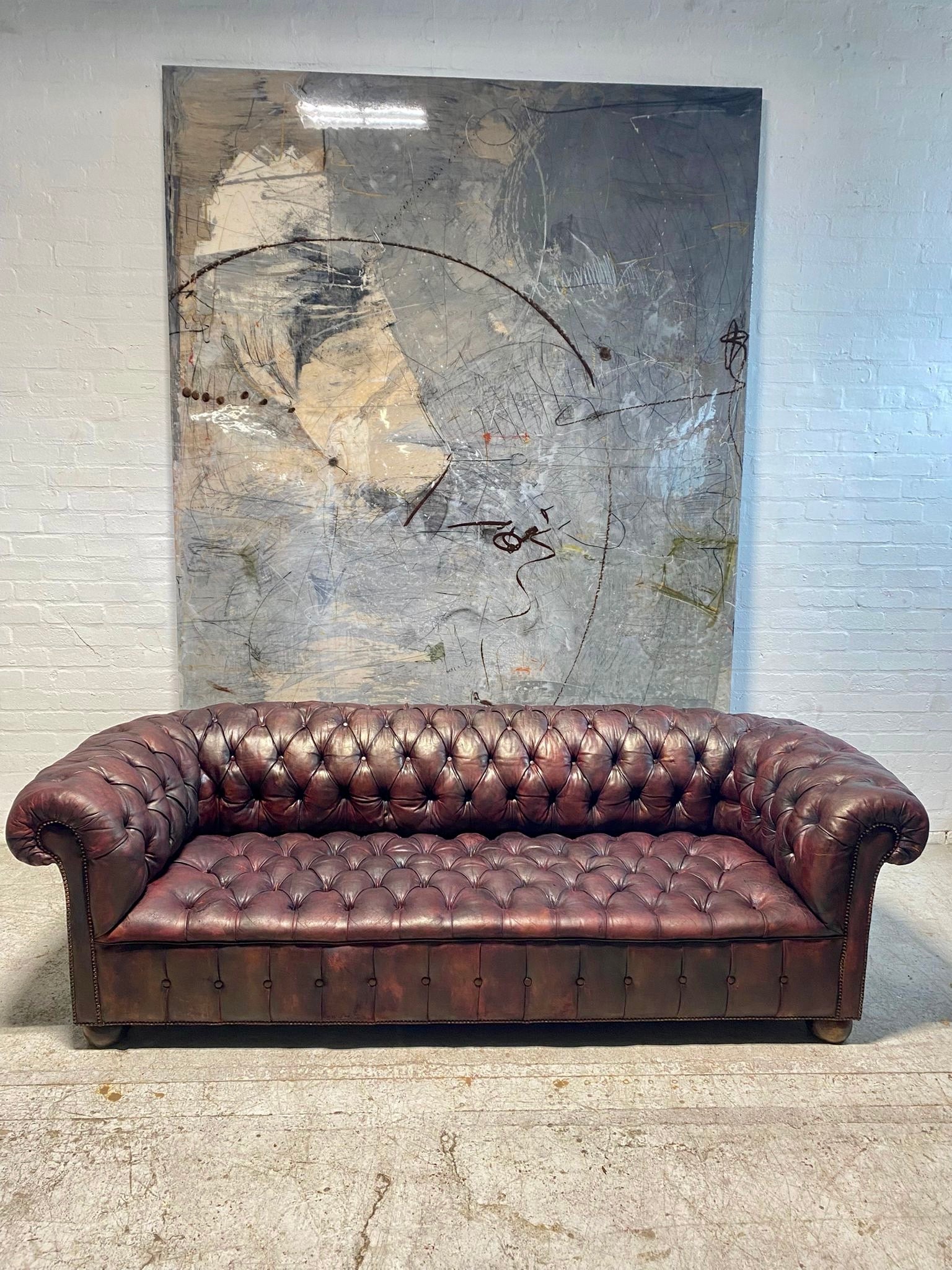 Exceptional Large Country House Leather Chesterfield Sofa Circa 1900