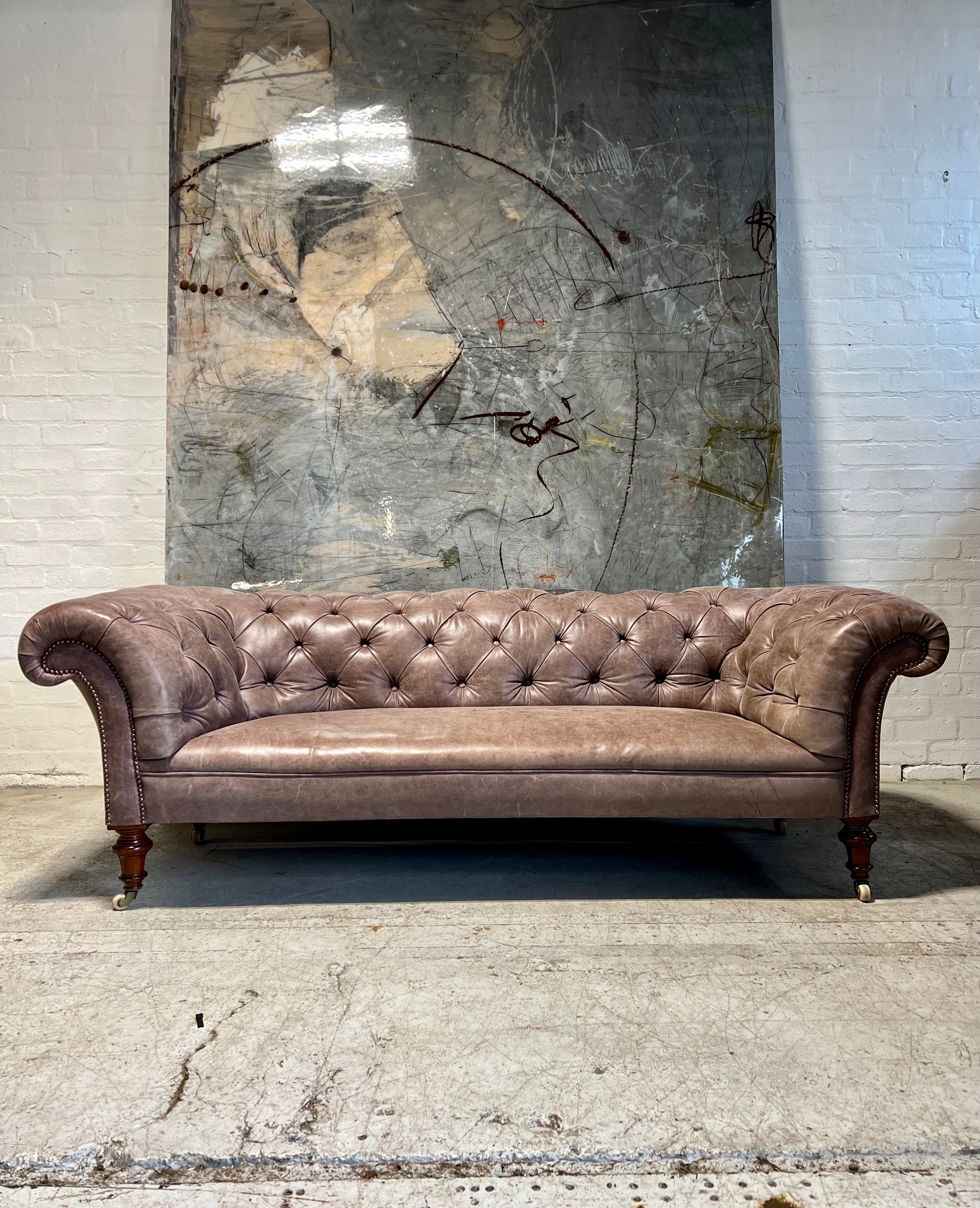 A Very Elegant Antique 19thC Leather Chesterfield Sofa in the Manner of Holland & Sons