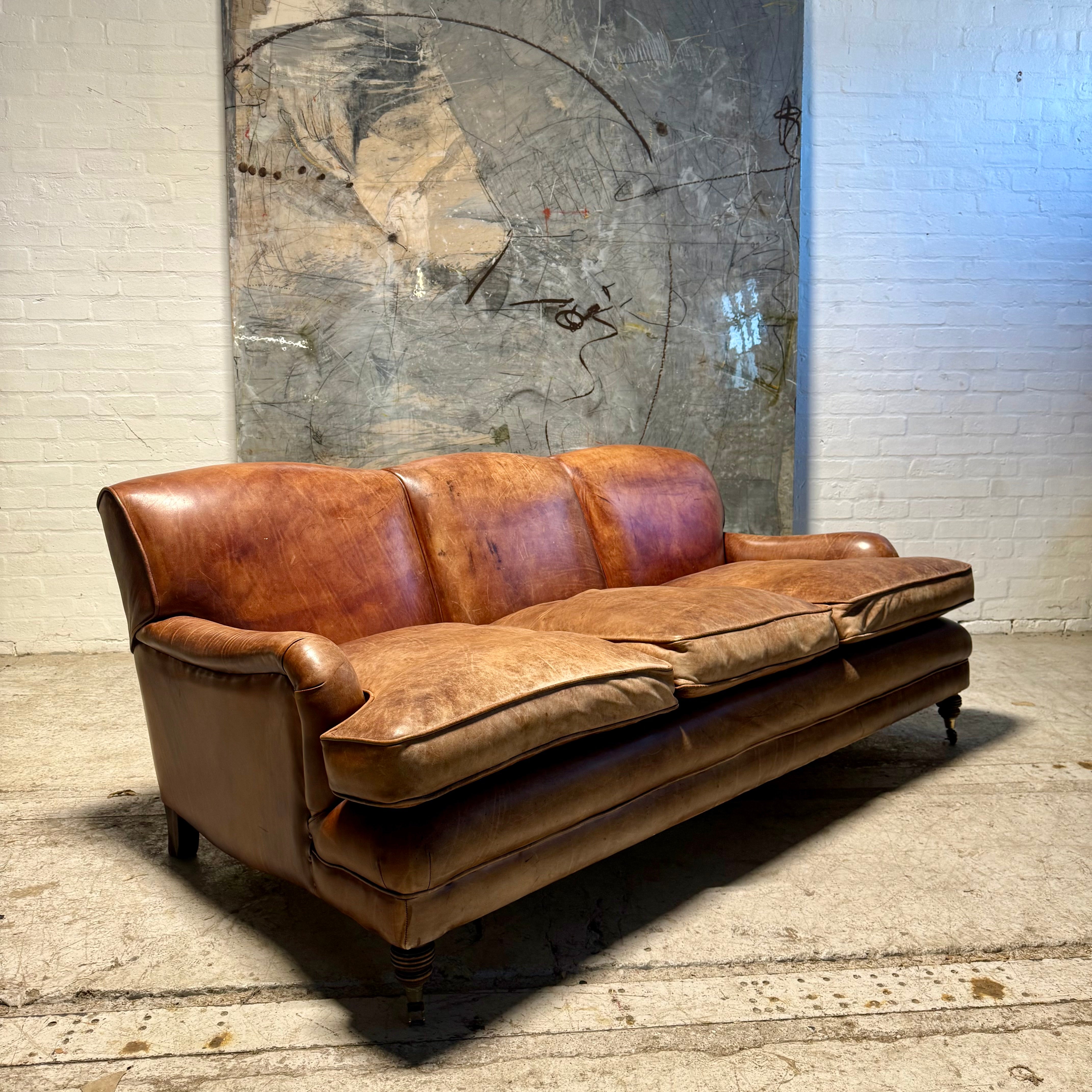Our Hand Dyed Leather Howard Style Grenville Sofa circa 2012