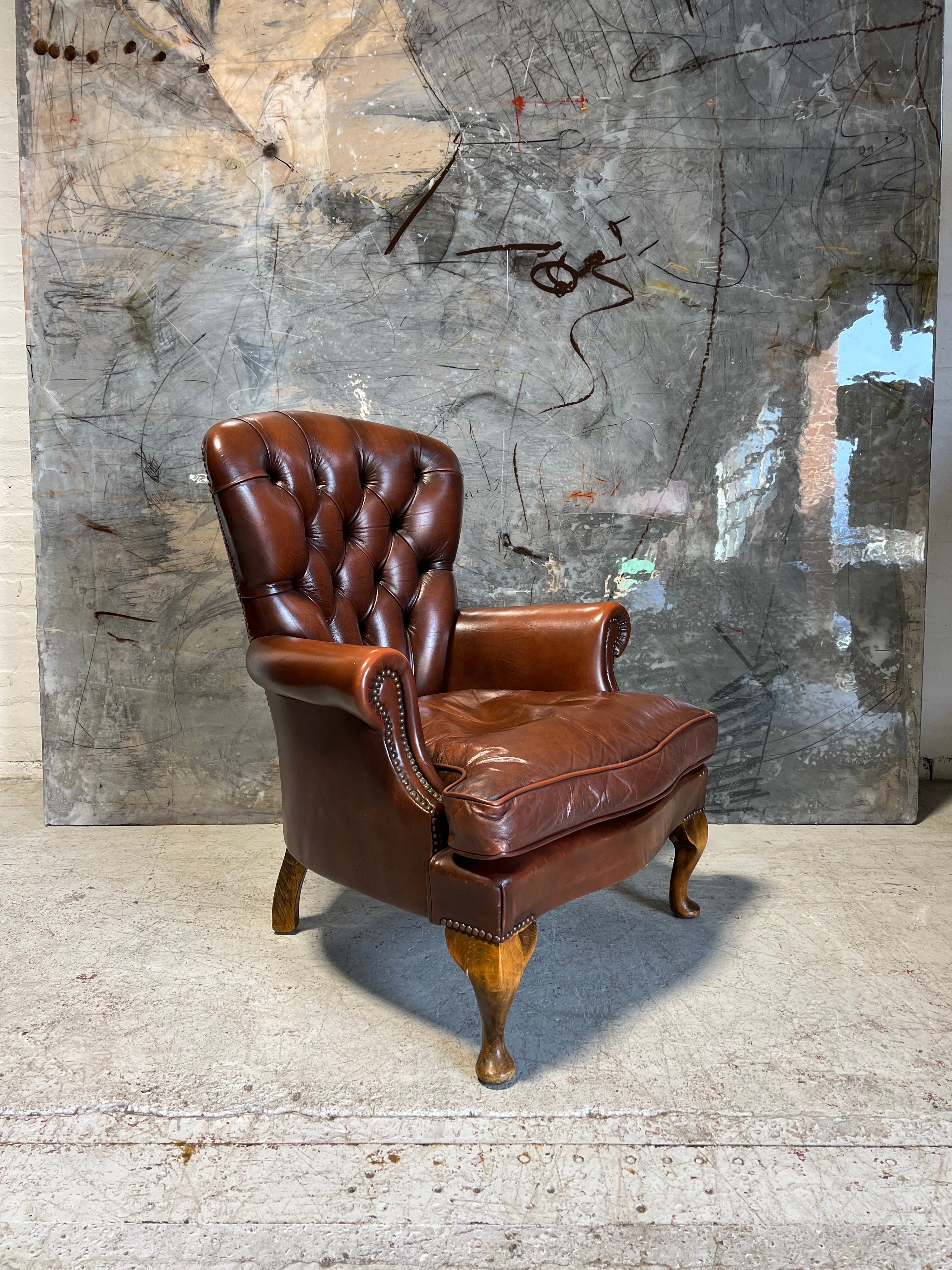 2 of 4 - A Beautiful Pair of Beat Side Chairs in Lovely Rich Brown Leather