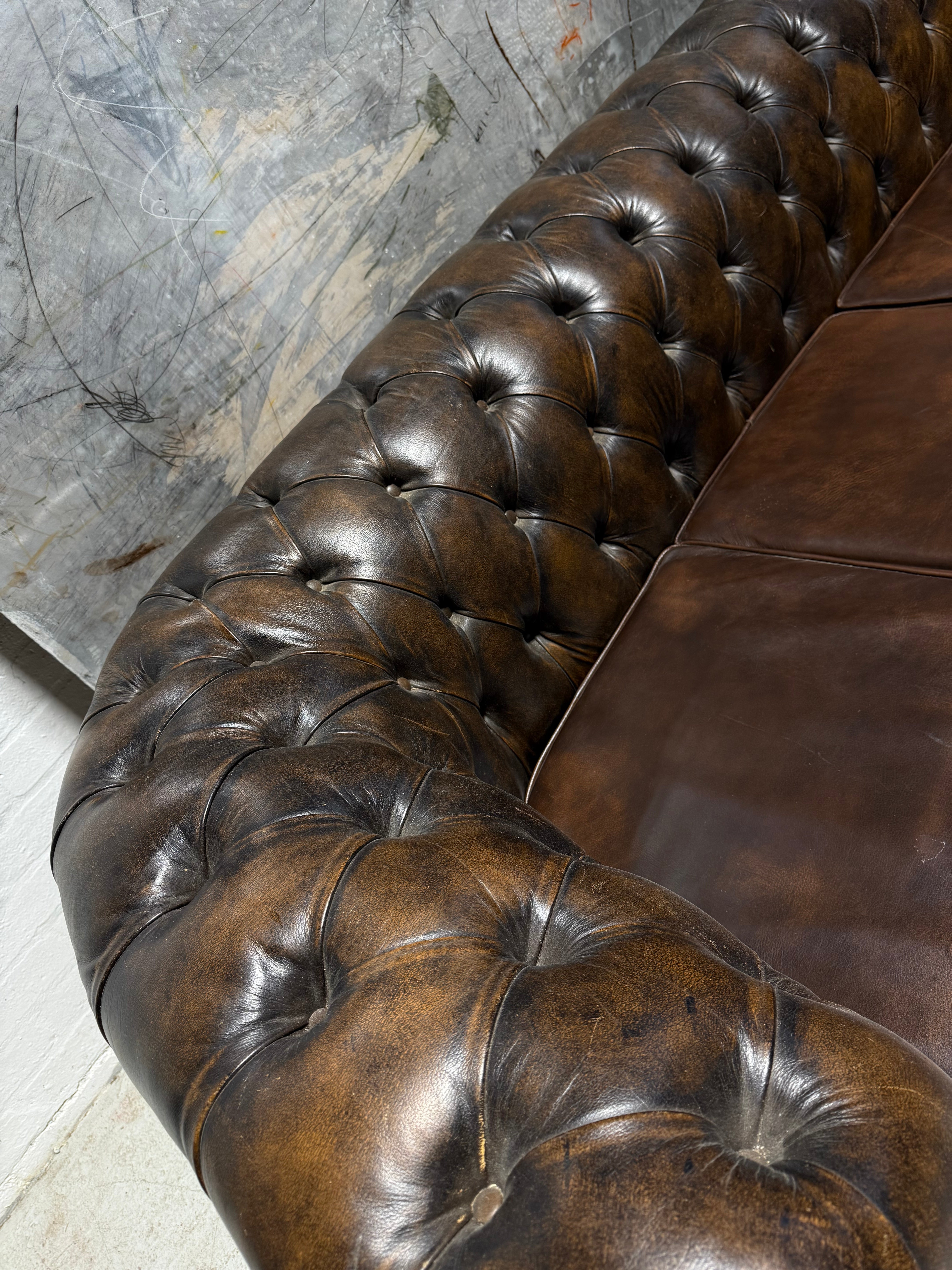 1 of Pair - Very Very well built 4 Seater Leather Chesterfield Sofa