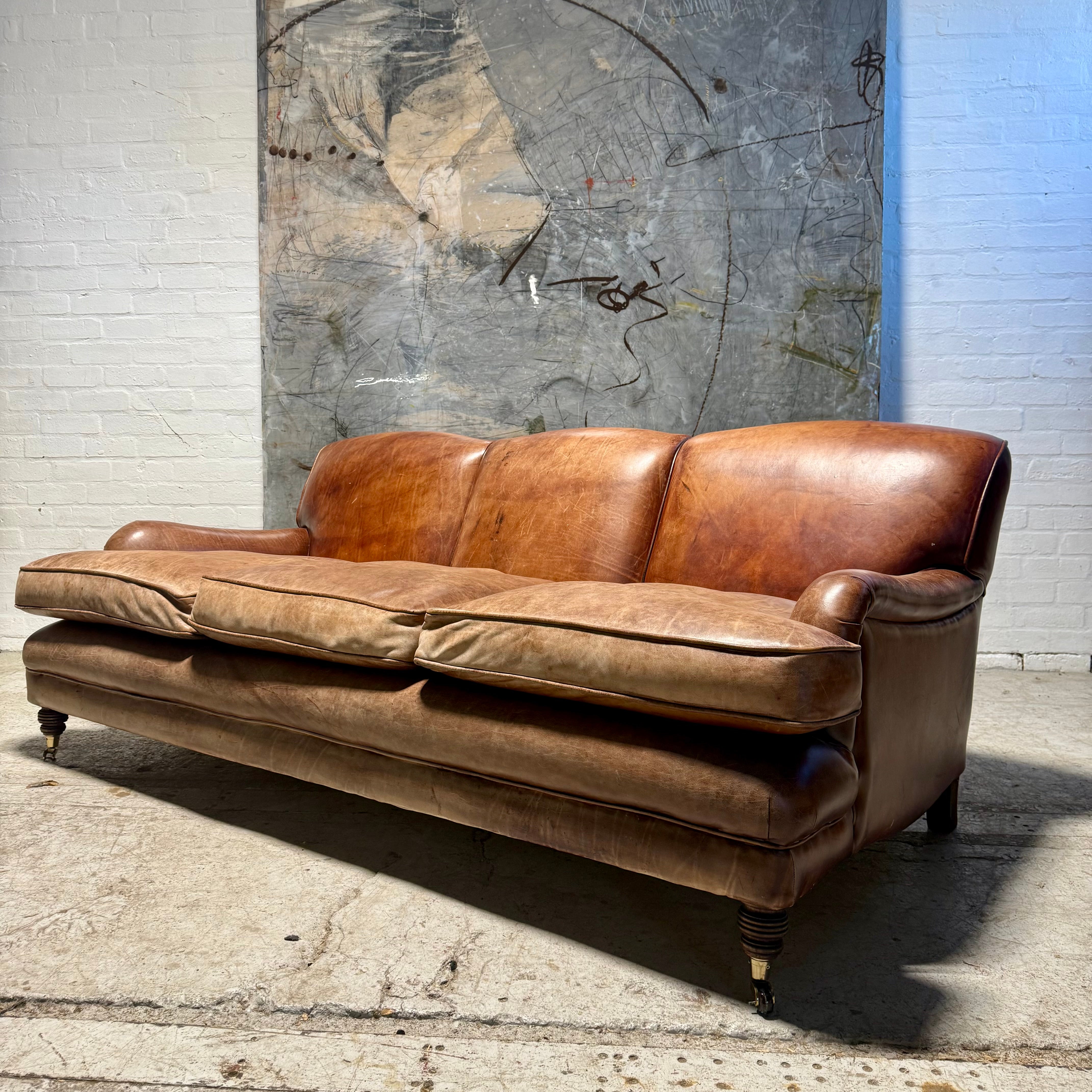 Our Hand Dyed Leather Howard Style Grenville Sofa circa 2012