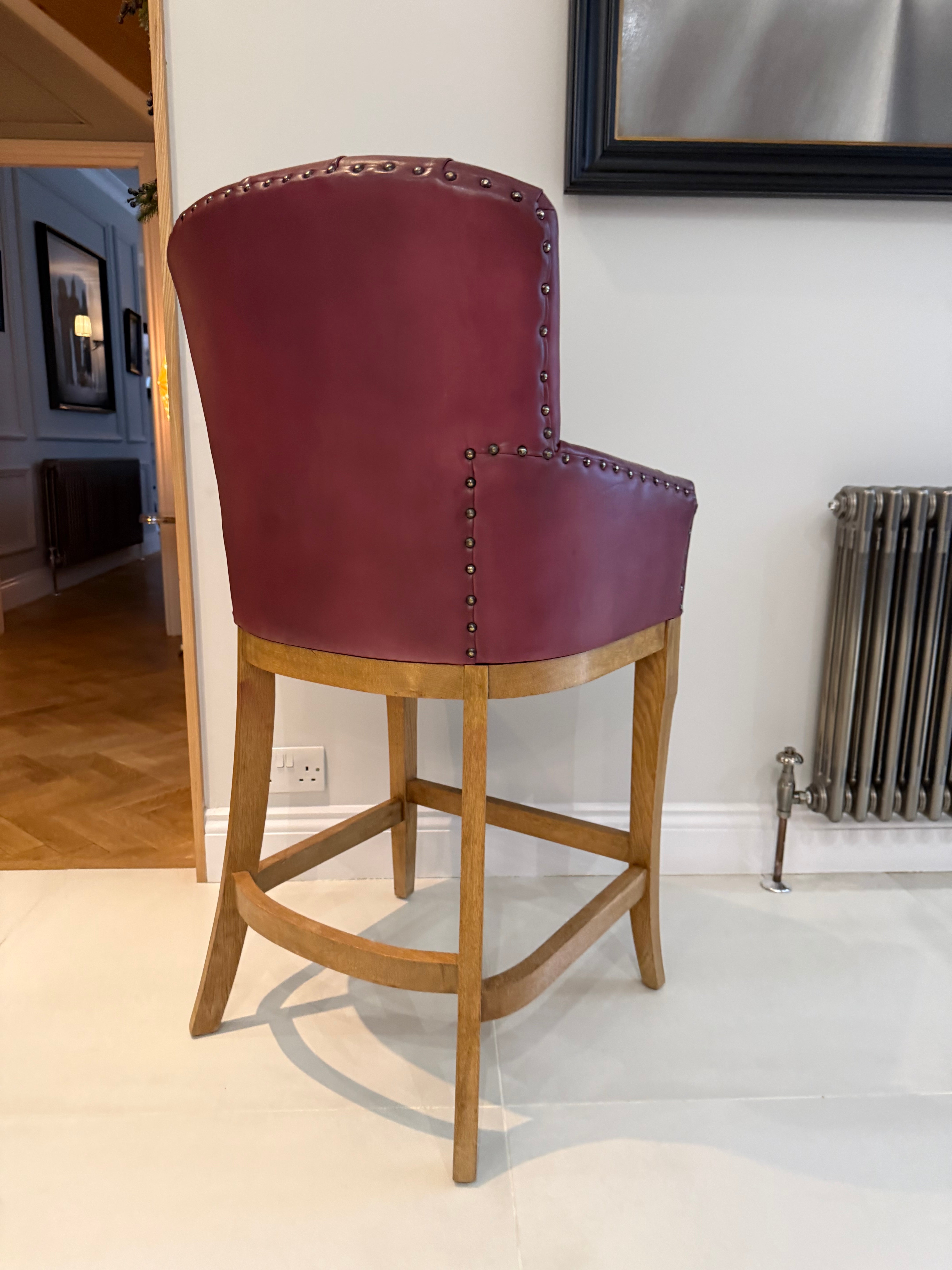 Our Munch Barstool in Hand Dyed Deep Orchid Leather