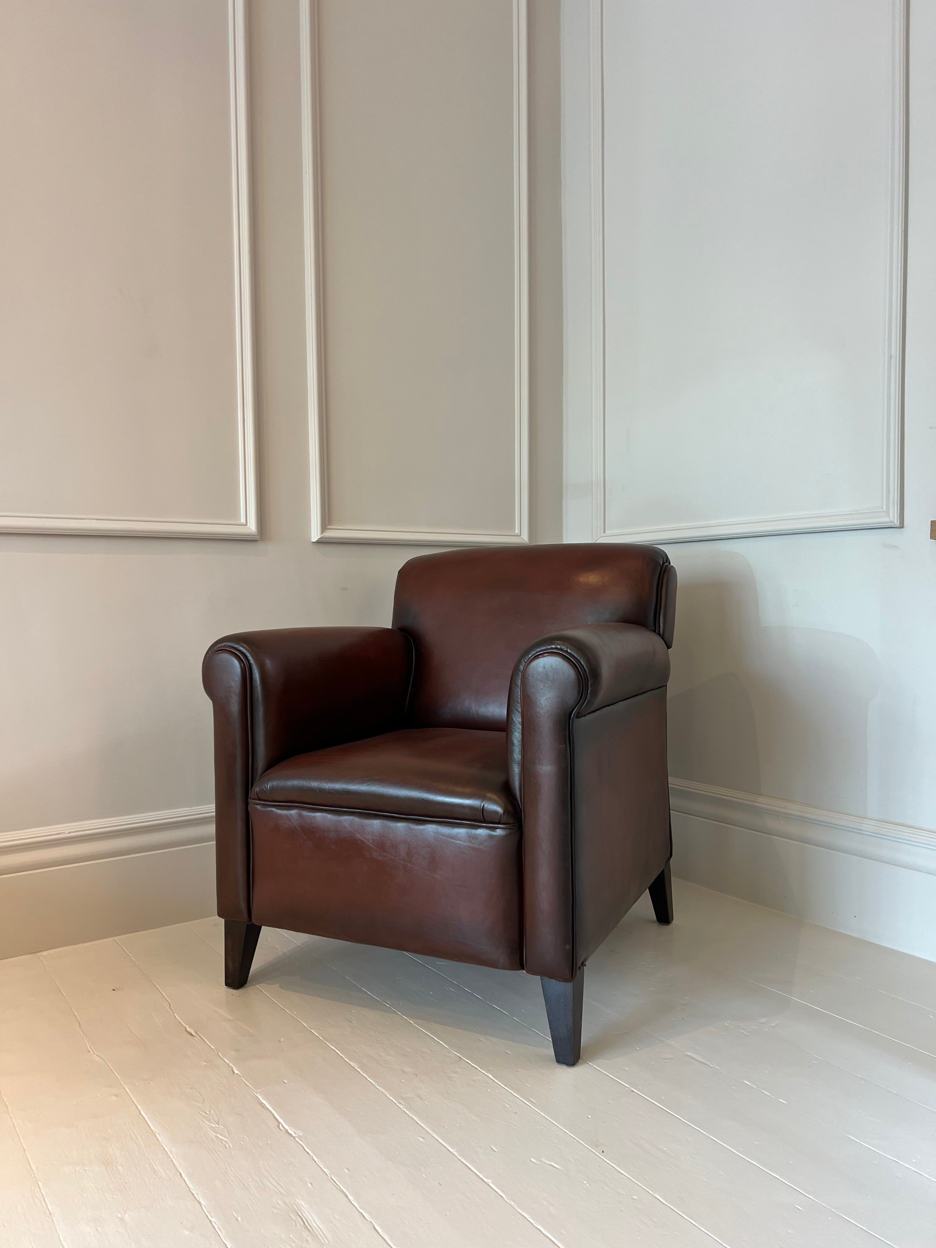 Our Edward Cigar Chair in Tobacco Hand Dyed Leathers