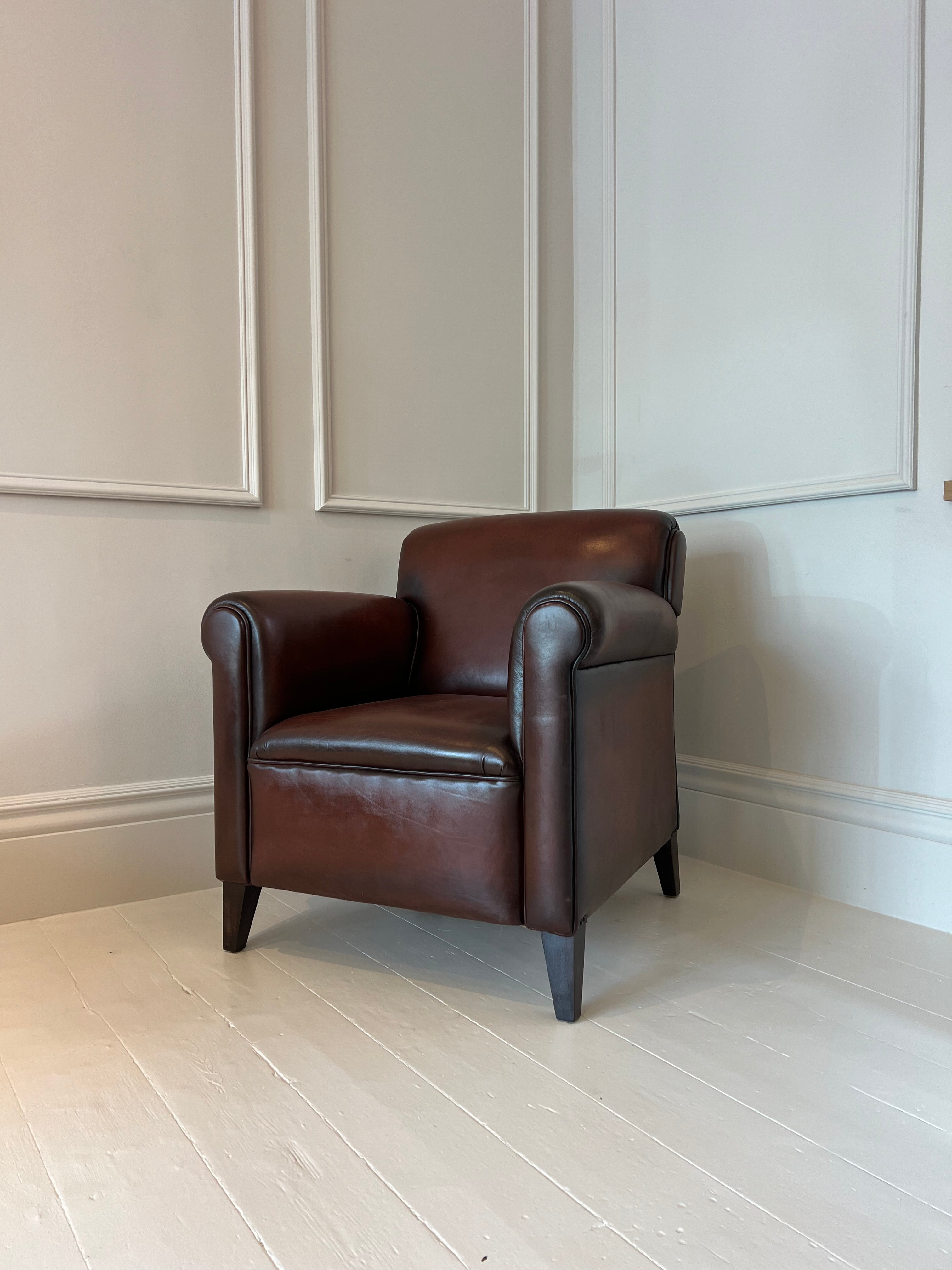 Our Edward Cigar Chair in Tobacco Hand Dyed Leathers