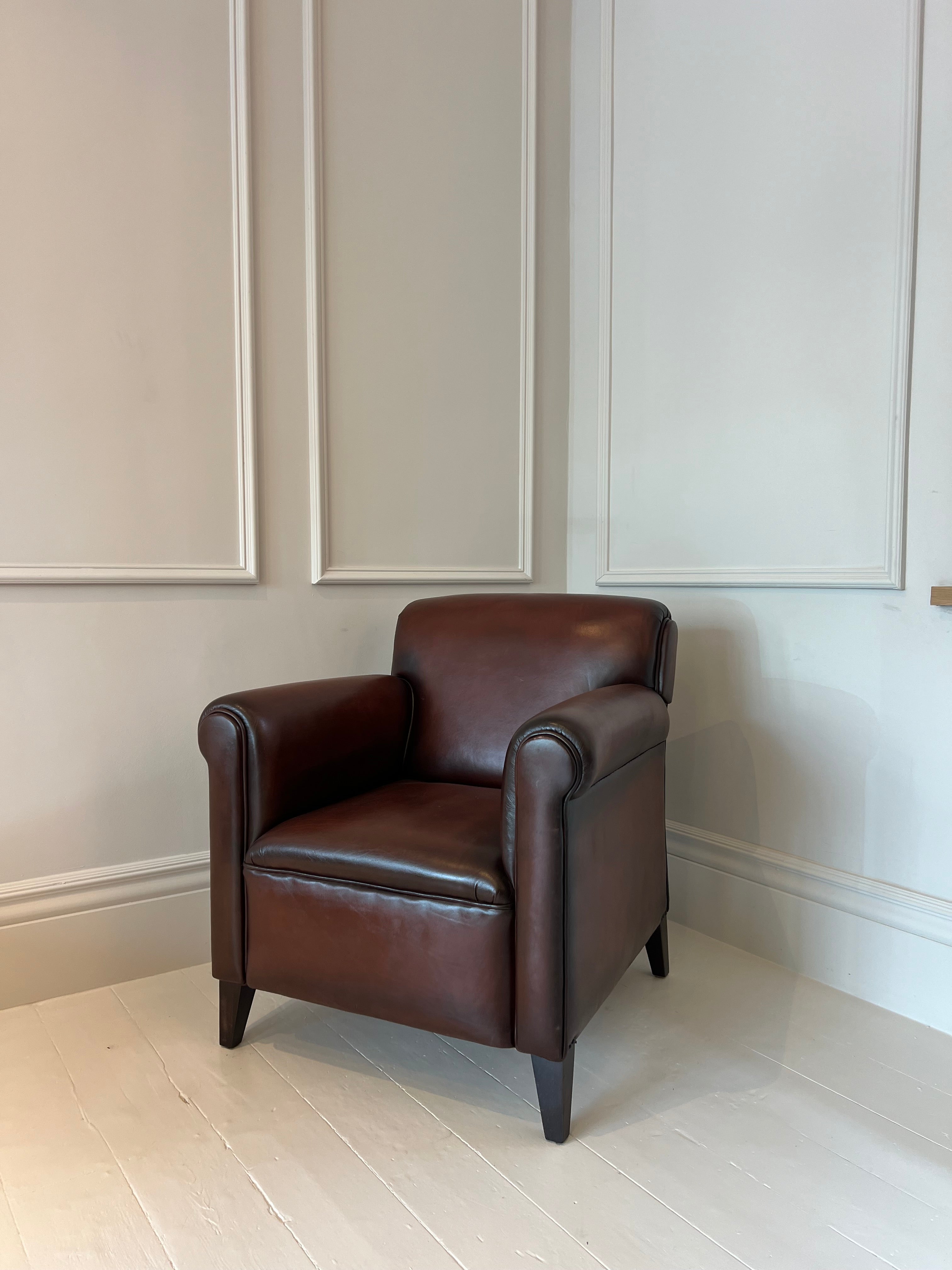 Our Edward Cigar Chair in Tobacco Hand Dyed Leathers