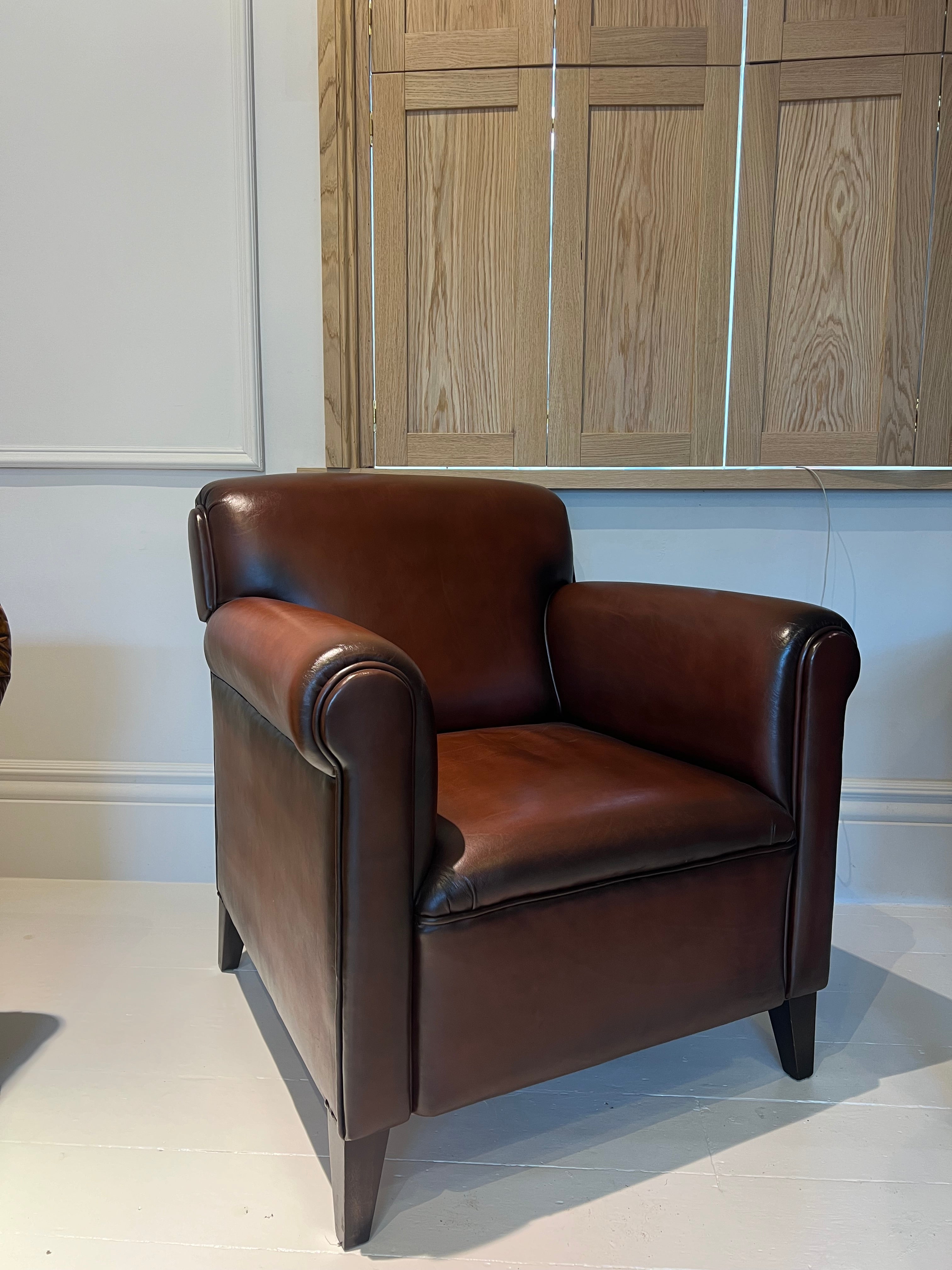 Our Edward Cigar Chair in Tobacco Hand Dyed Leathers