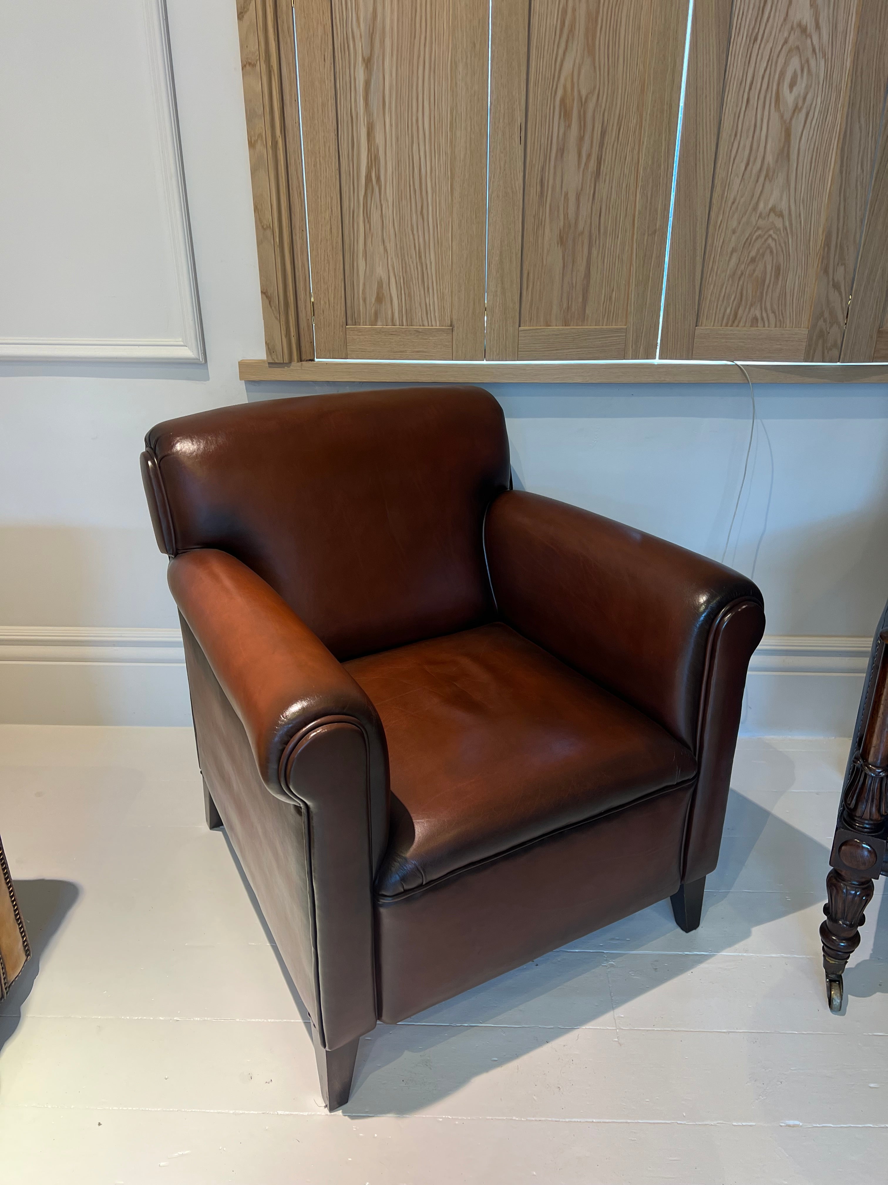 Our Edward Cigar Chair in Tobacco Hand Dyed Leathers