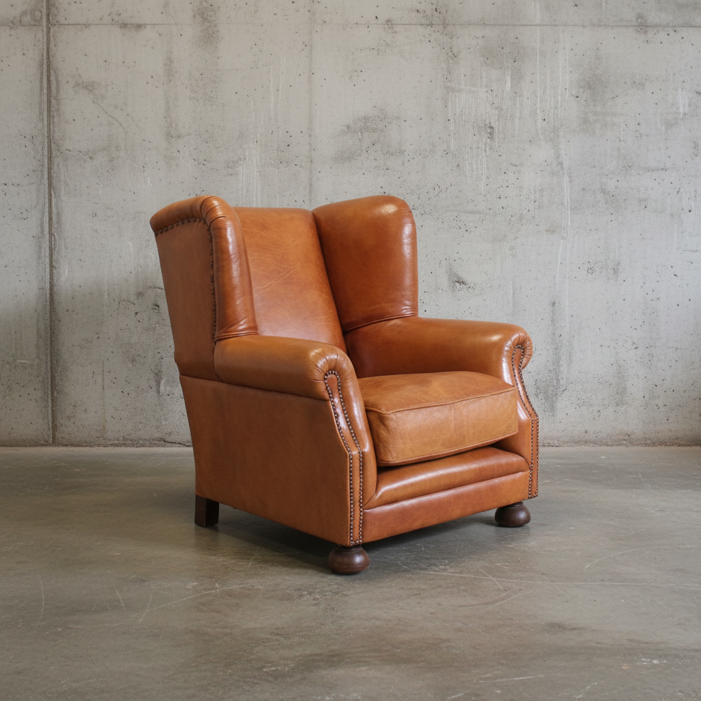 THE PEEL ARMCHAIR: HAND DYED BURNT COPPER LEATHER