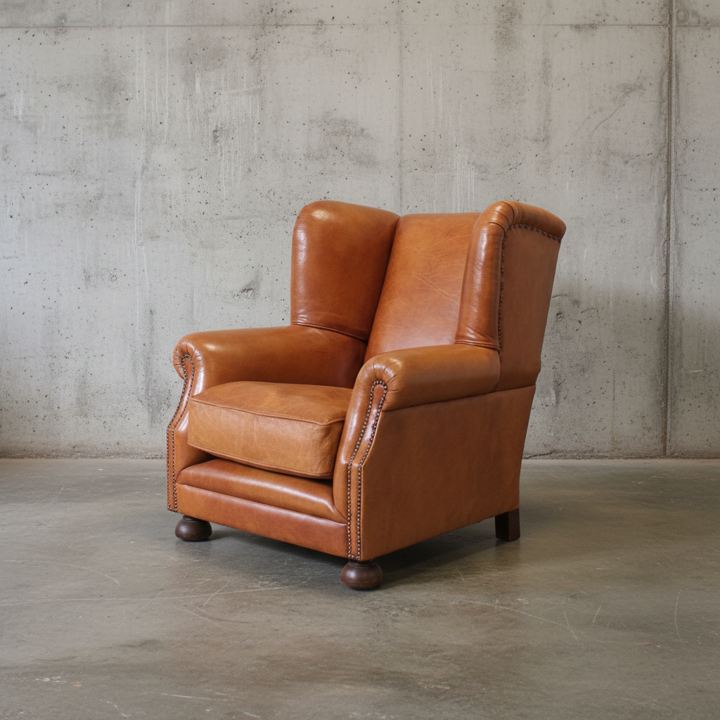 THE PEEL ARMCHAIR: HAND DYED BURNT COPPER LEATHER
