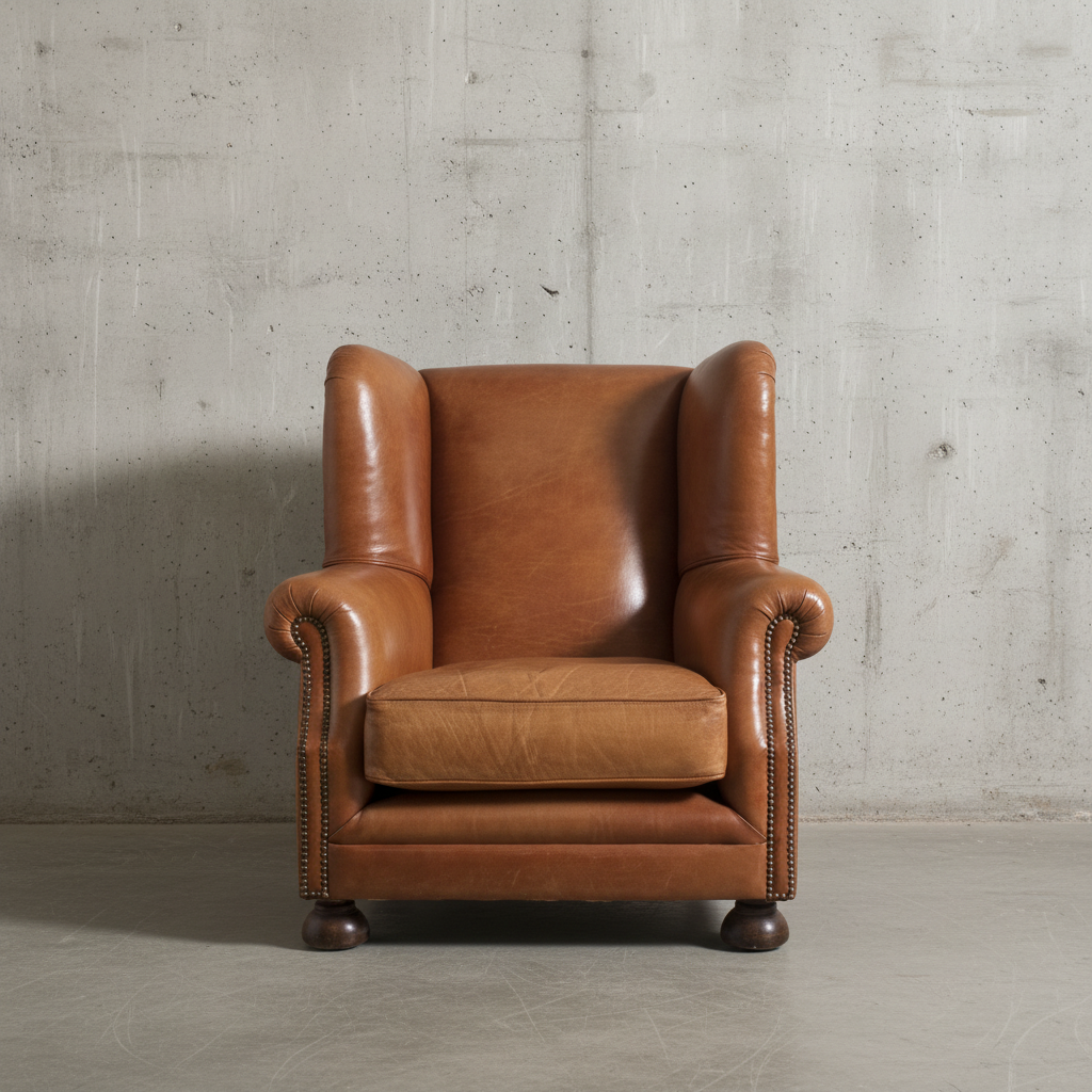 THE PEEL ARMCHAIR: HAND DYED BURNT COPPER LEATHER