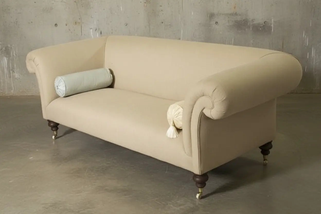 Palmerston Chesterfield: Cream Linen Fabric Robinson of England