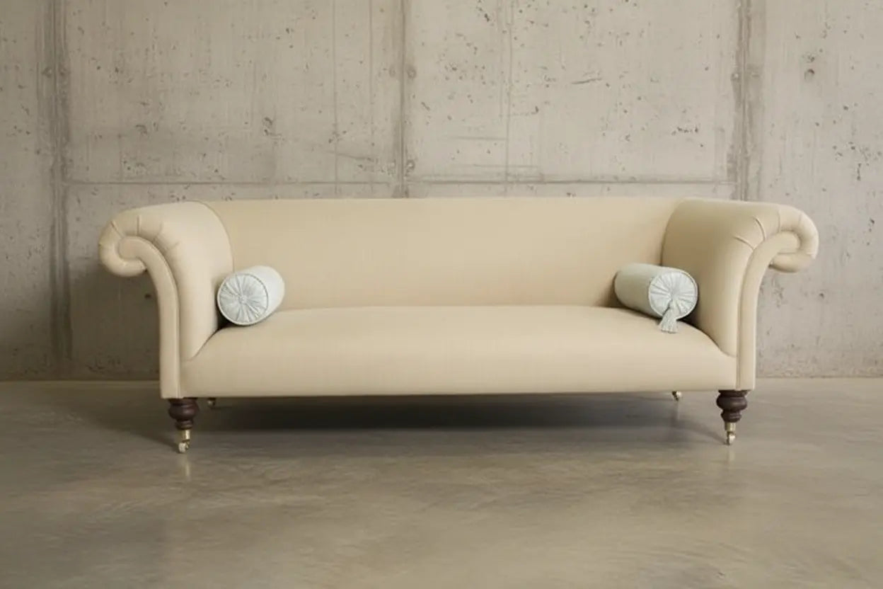 Palmerston Chesterfield: Cream Linen Fabric Robinson of England