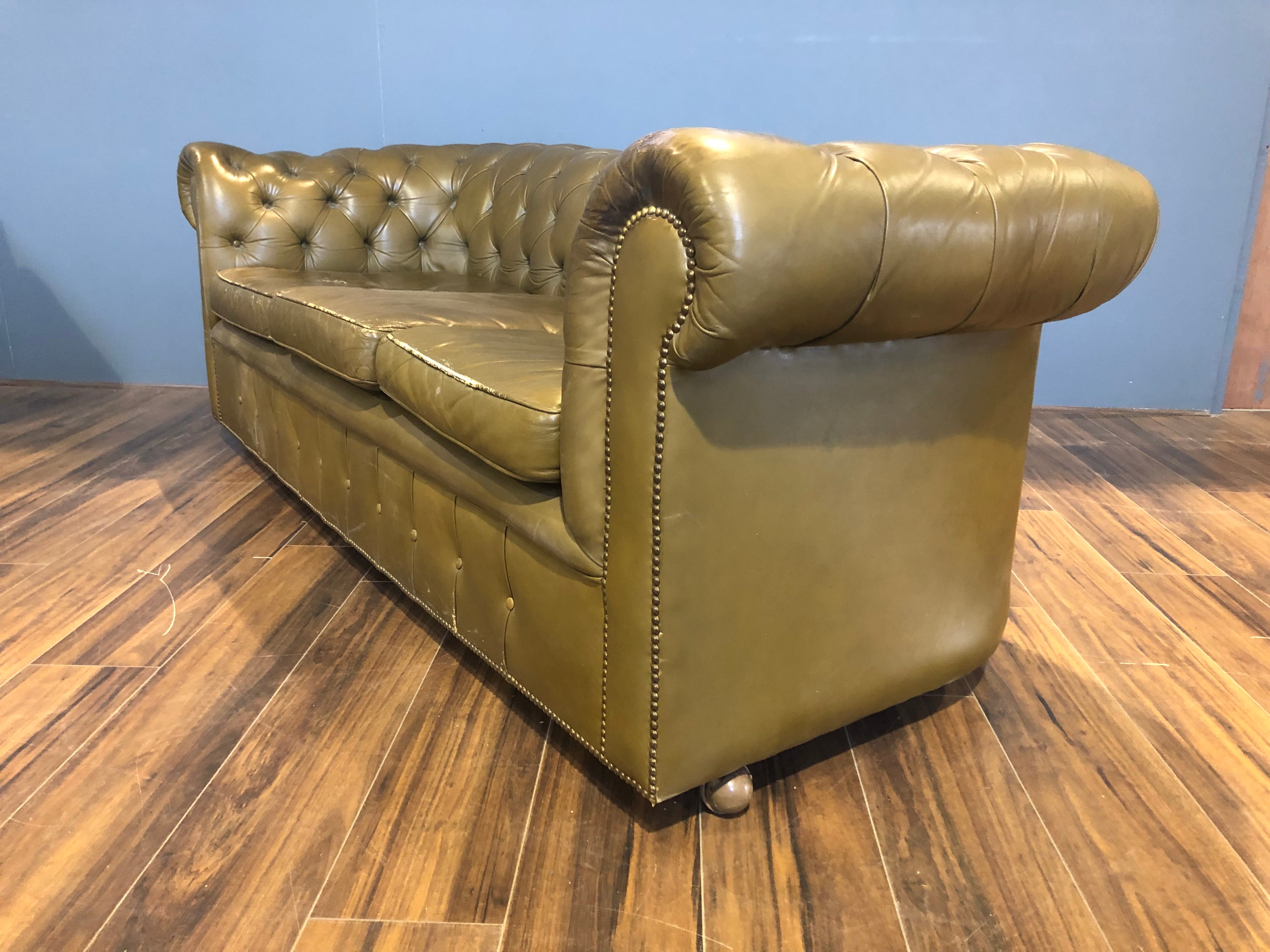 Very Good Vintage MidC Sofa - Khaki Green in Great Order