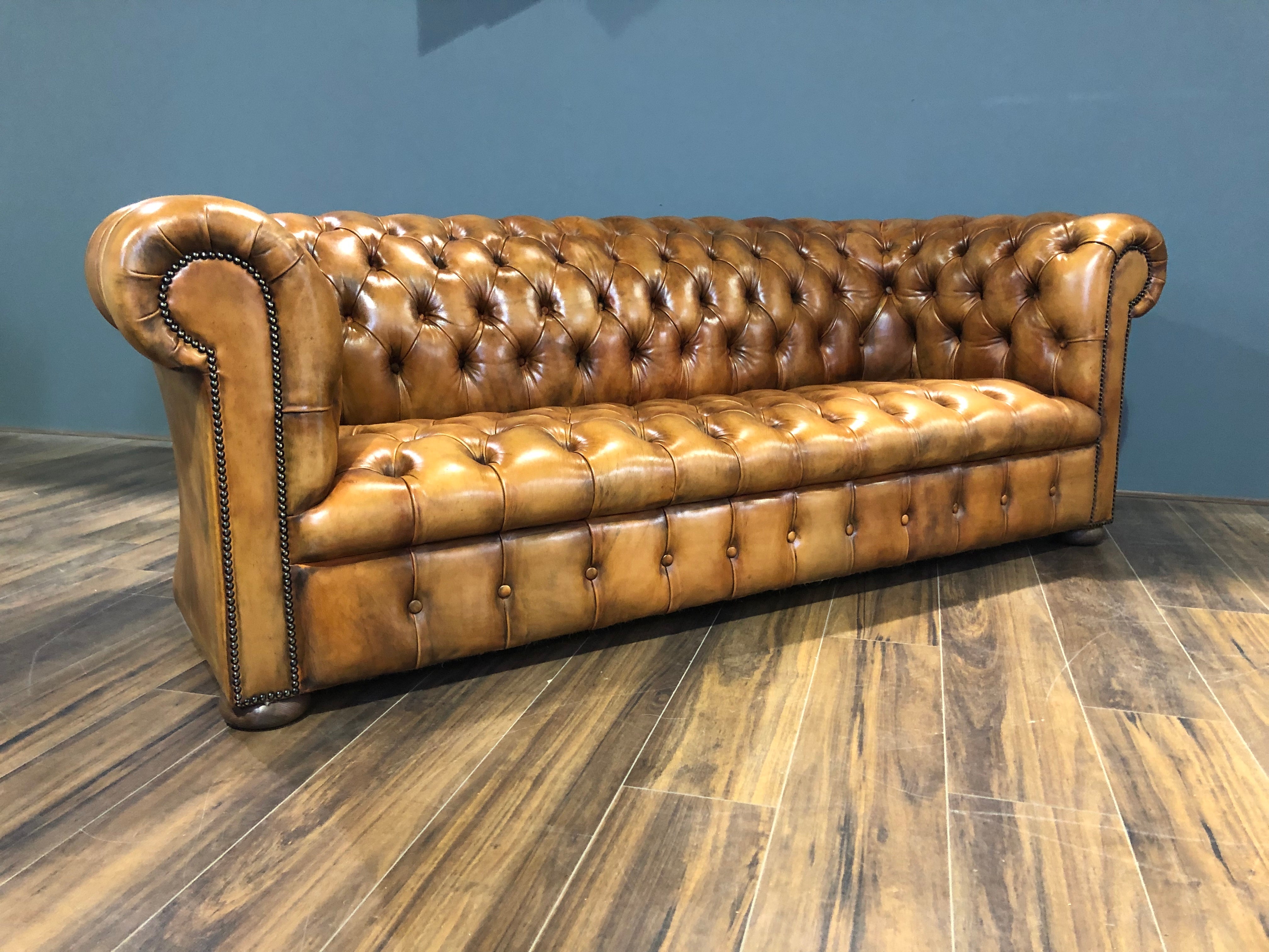 Very Nice Fully Restored MidC Sofa in Hand Dyed Honey