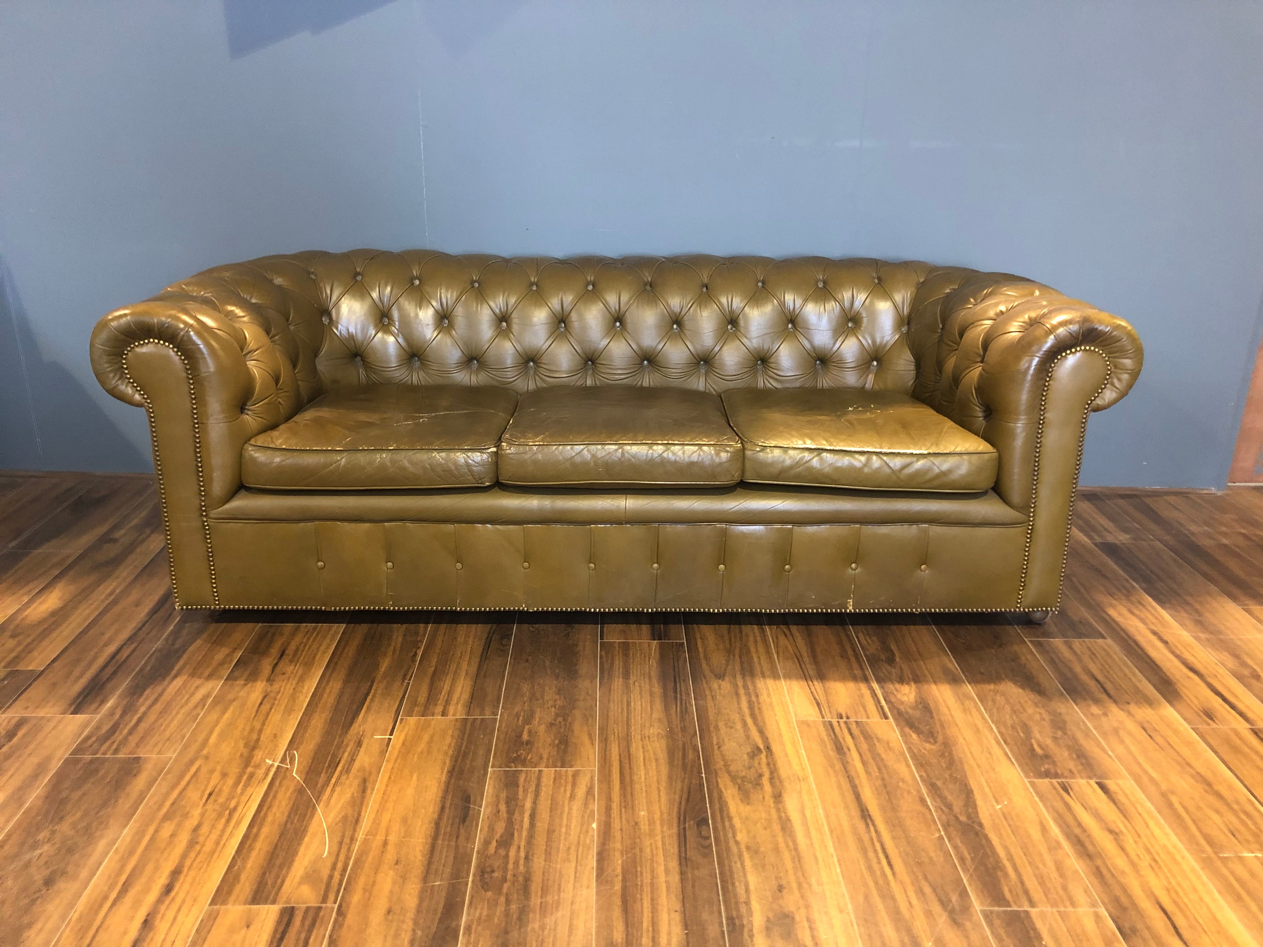 Very Good Vintage MidC Sofa - Khaki Green in Great Order