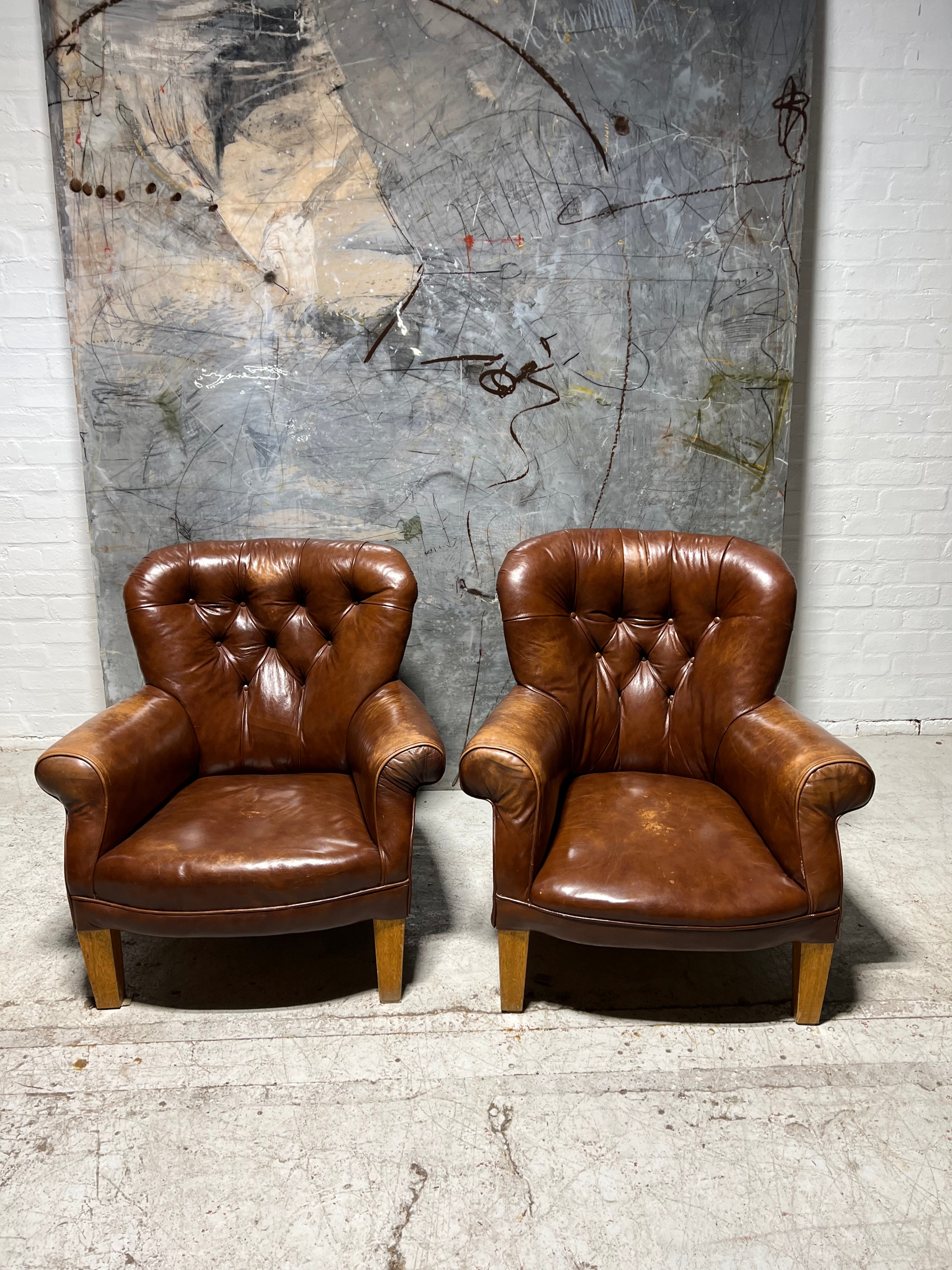 One Left - A Lovely Coil Sprung, Horse Hair Filled Leather Armchair