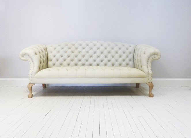 ROCKINGHAM CHIPPENDALE SOFA : UNDYED LEATHER