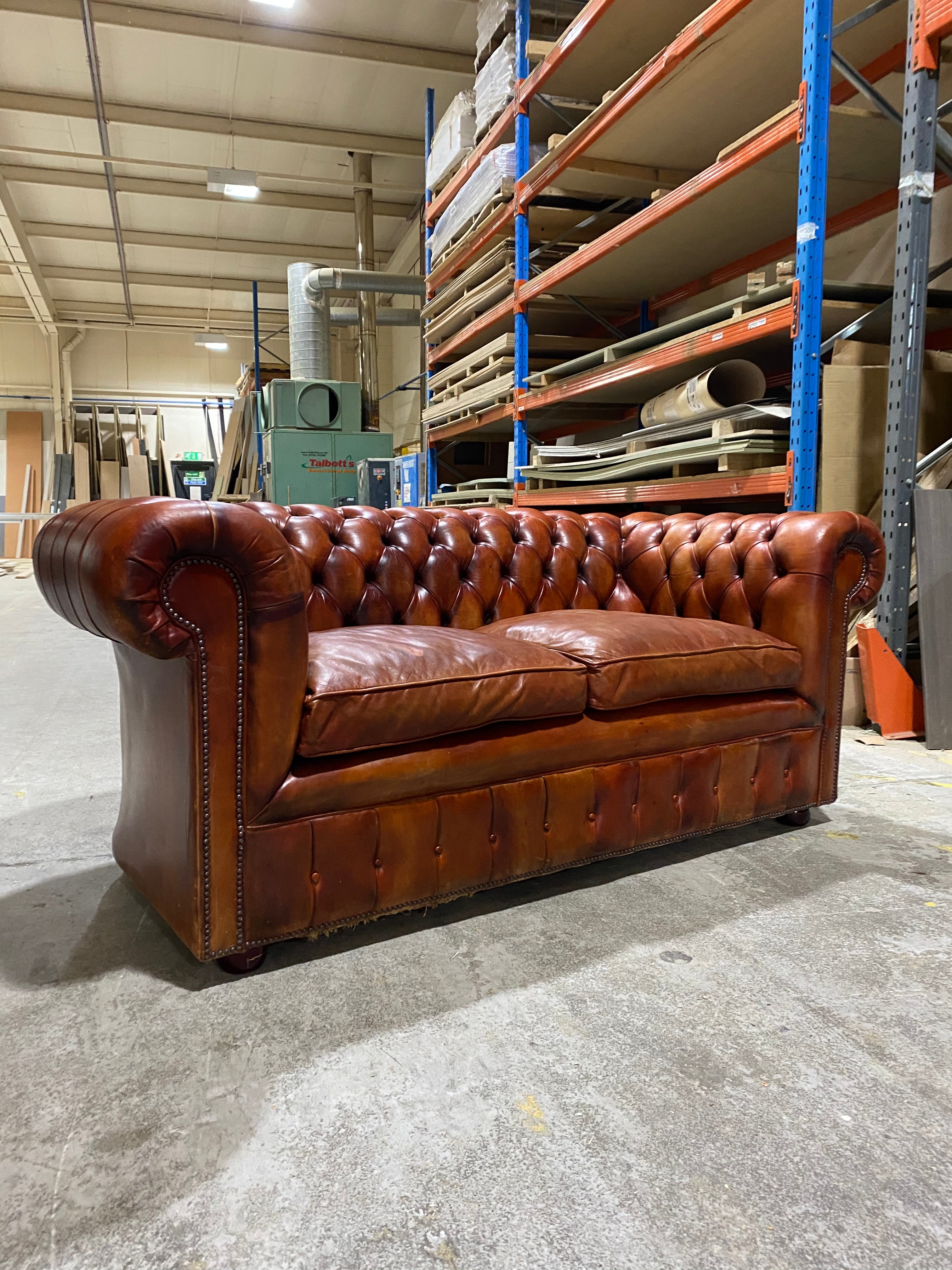 A Handsome Hand Dyed Chesterfield Sofa