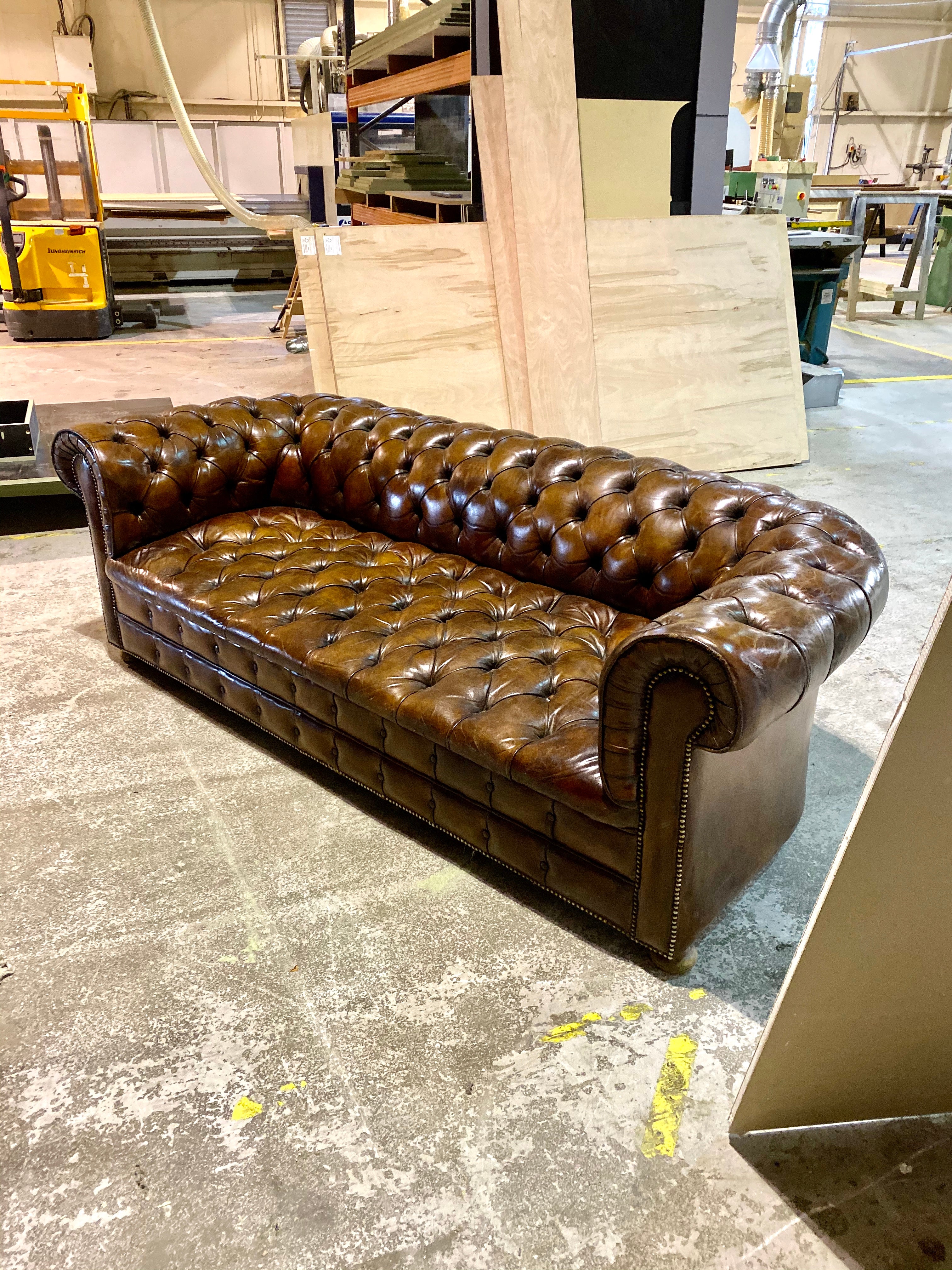 Very Good MidC Vintage Leather Chesterfield Sofa