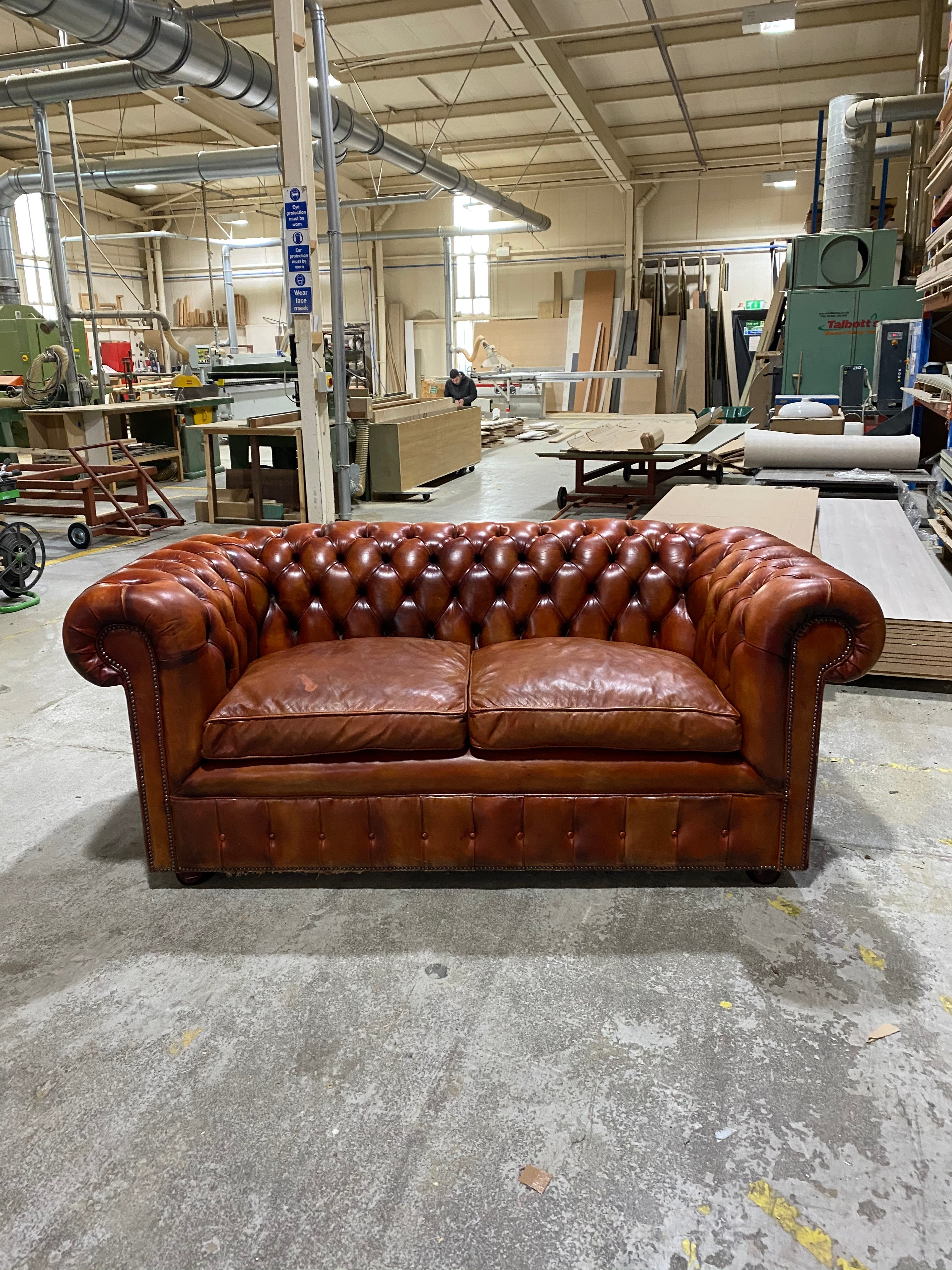 A Handsome Hand Dyed Chesterfield Sofa