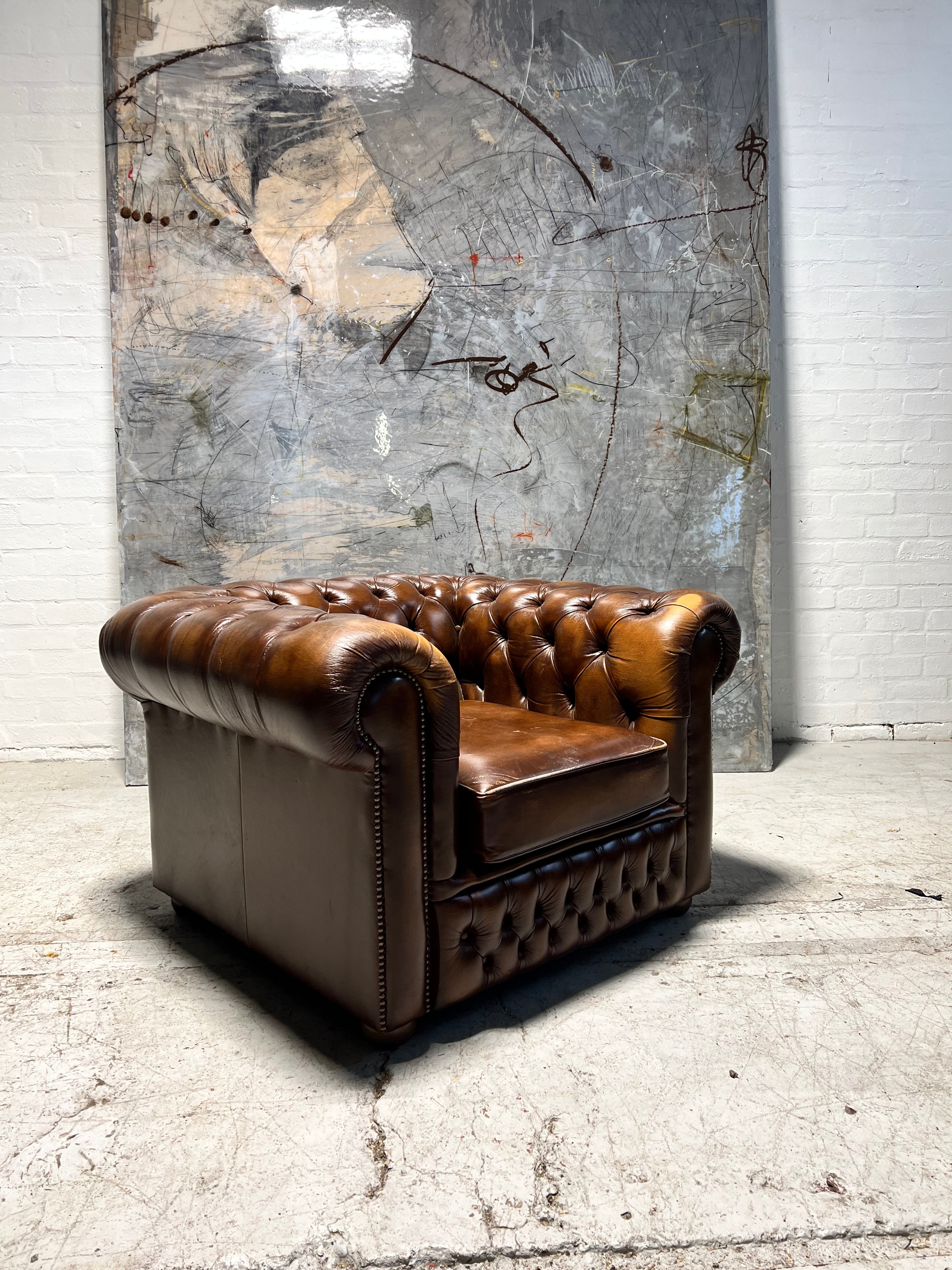 Great Chocolate Brown Leather Chesterfield Club Chair