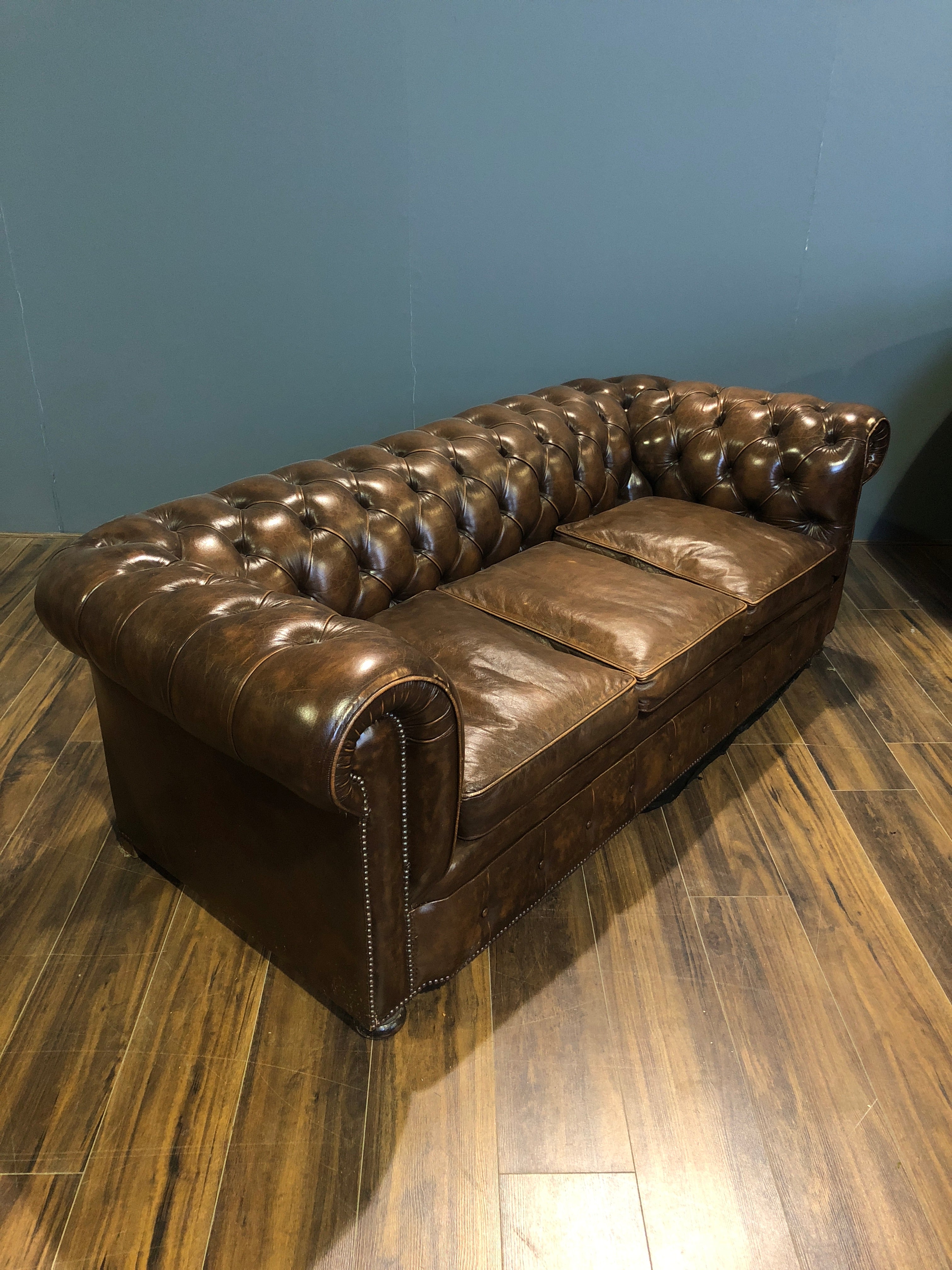 A Very Good Vintage Leather Sofa from the American a Embassy in London - Previously Restored