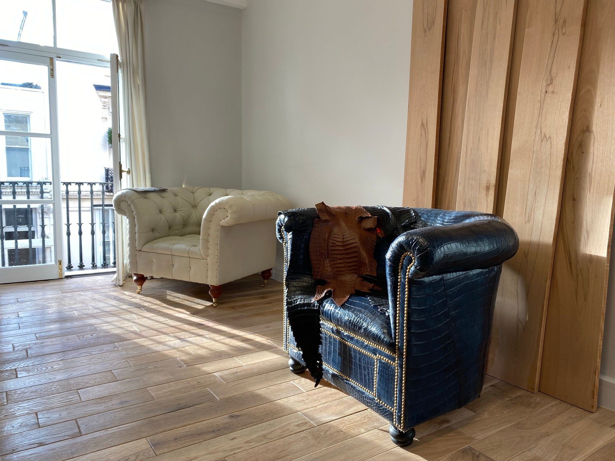 Crocodile Skin Gentleman’s Club Chair with Humidor