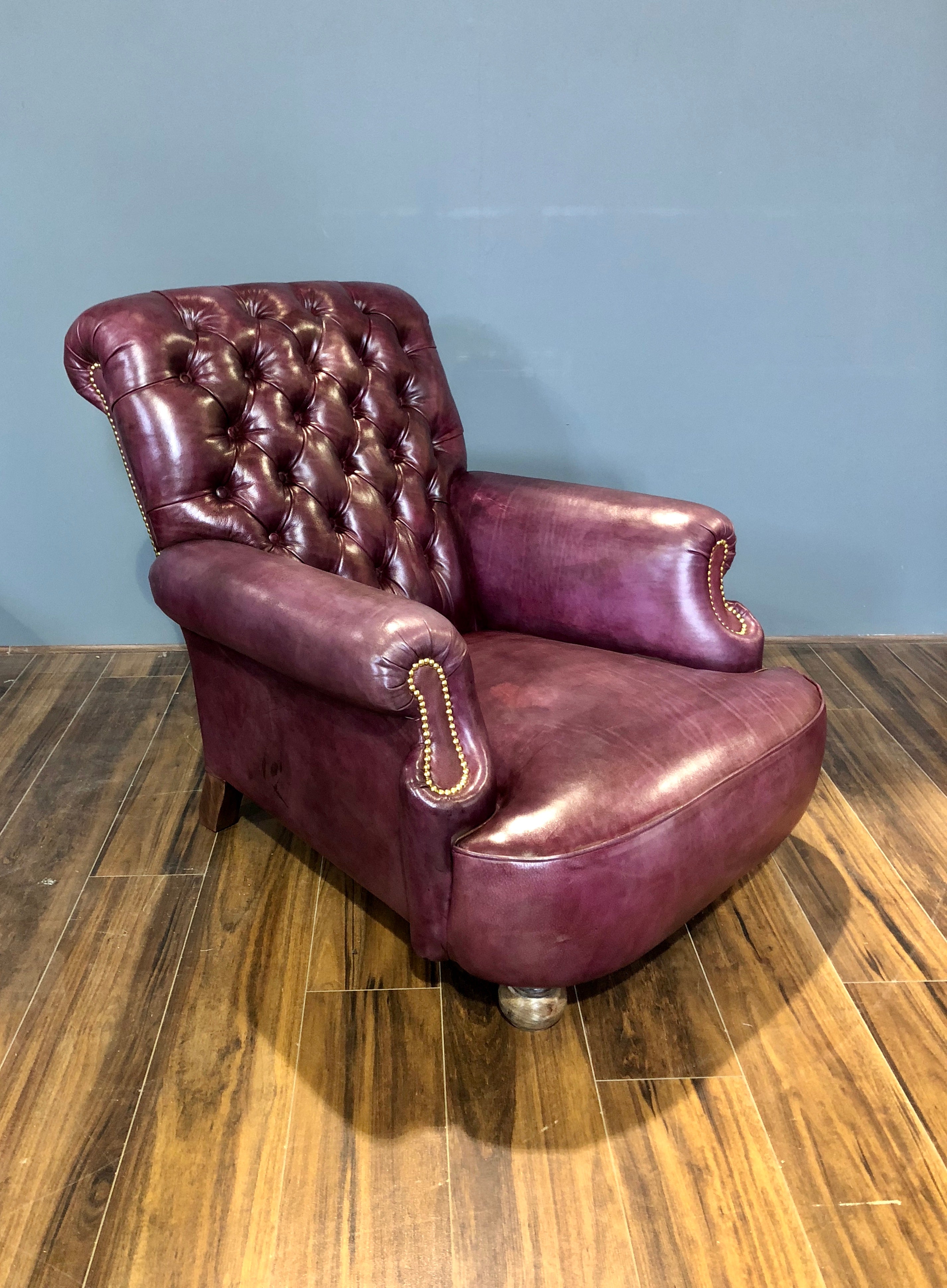 Shelburne Hand Dyed Leather Armchair in Deep Orchard