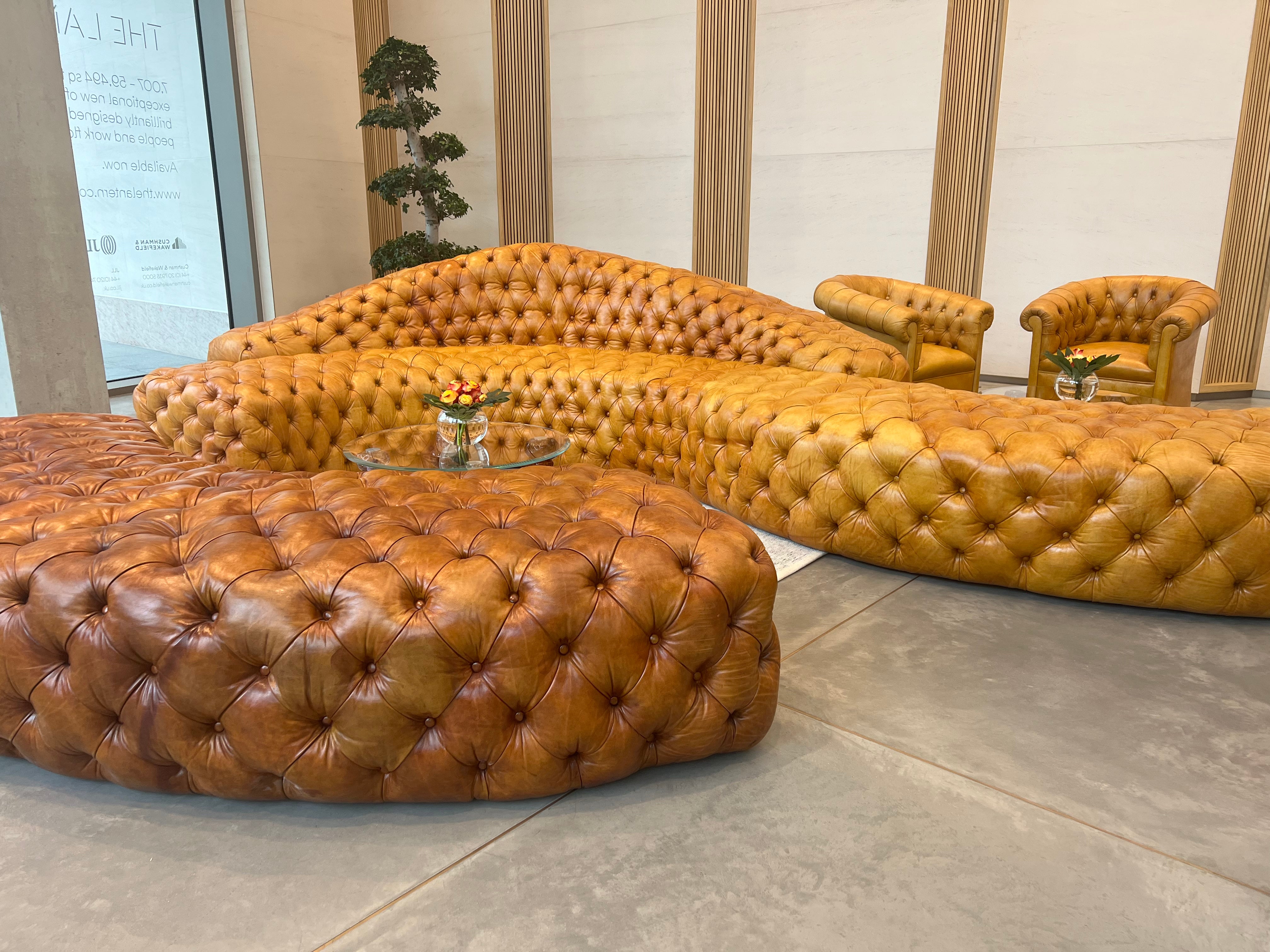 Robinson Bespoke - Serpentine Art Installation Sofas in hand dyed leathers