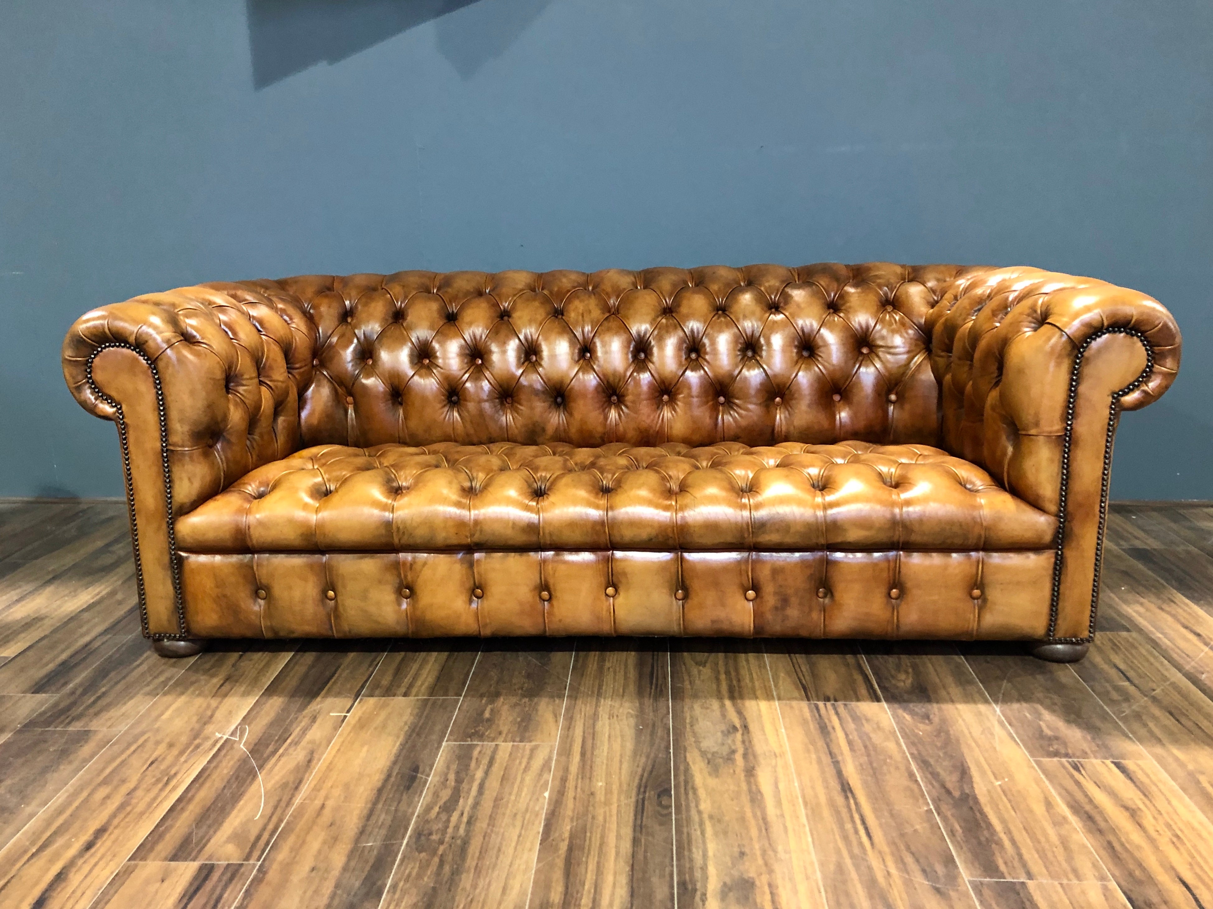 Very Nice Fully Restored MidC Sofa in Hand Dyed Honey