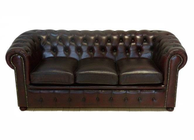 OXBLOOD LEATHER THREE SEATER