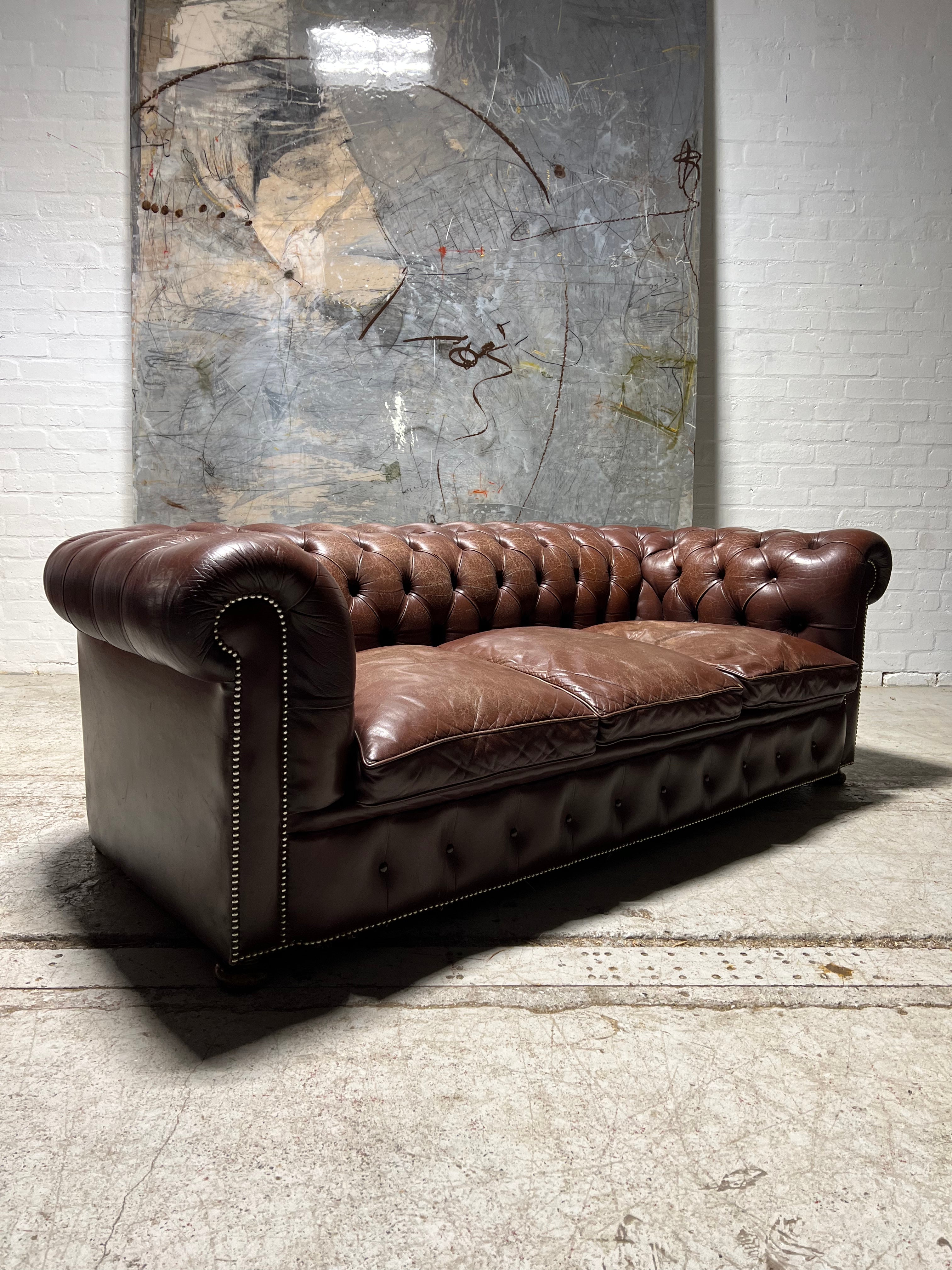 A Super Comfortable MidC Leather Chesterfield Sofa in Chocolate