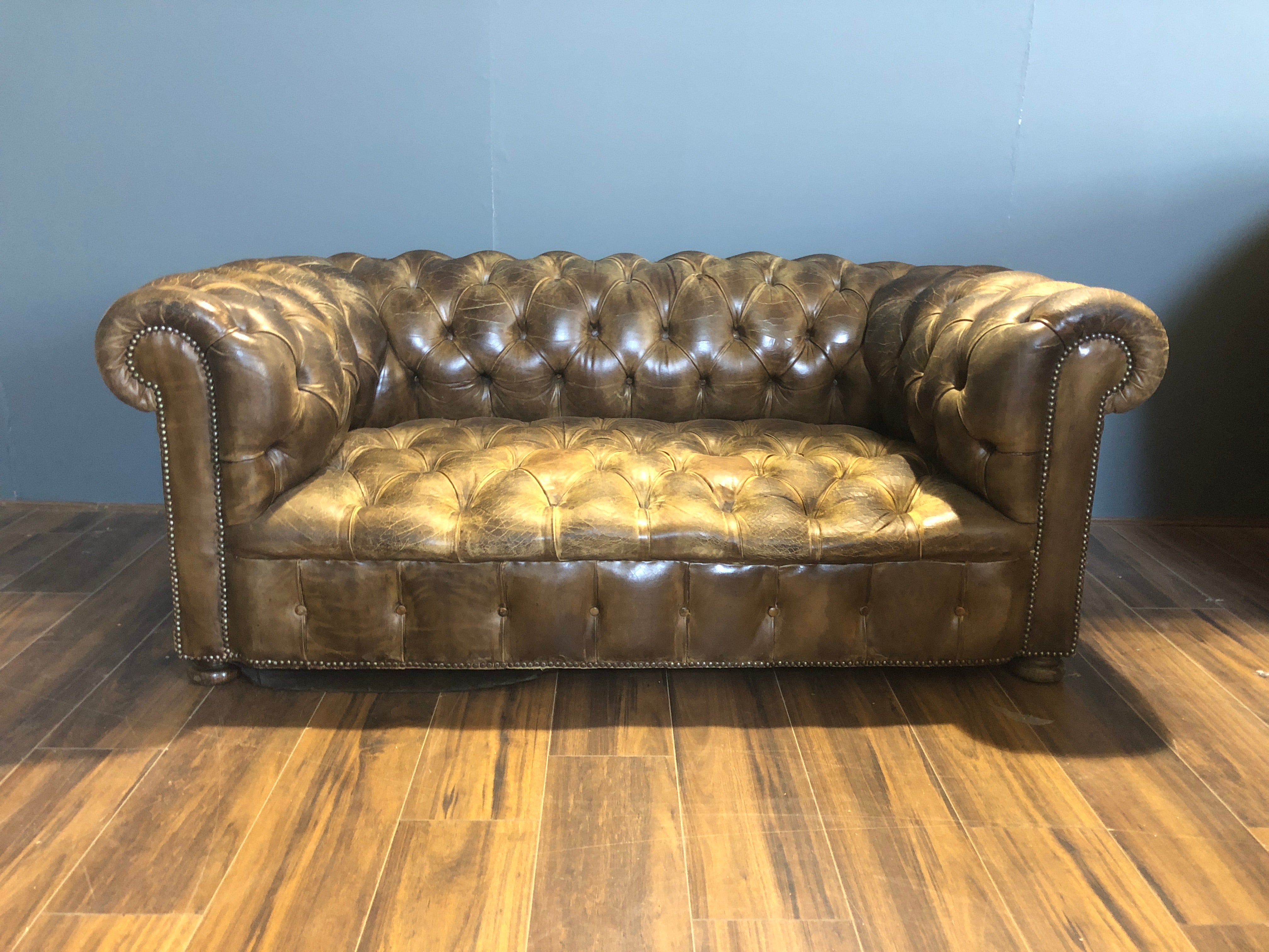 Beautiful!  MidC Leather Sofa in Original Hand Dyed Leathers