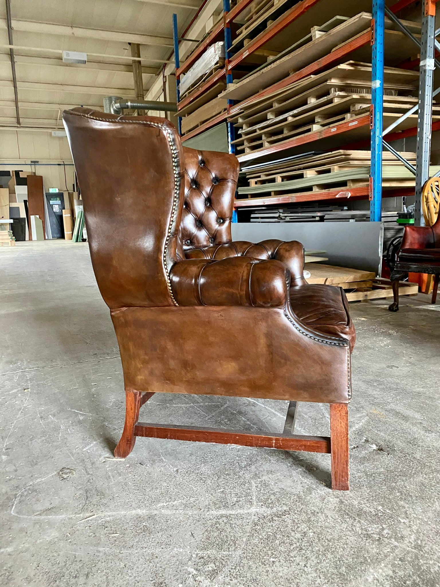 A Very Handsome MidC Hand Dyed Georgian Style Wing Chair