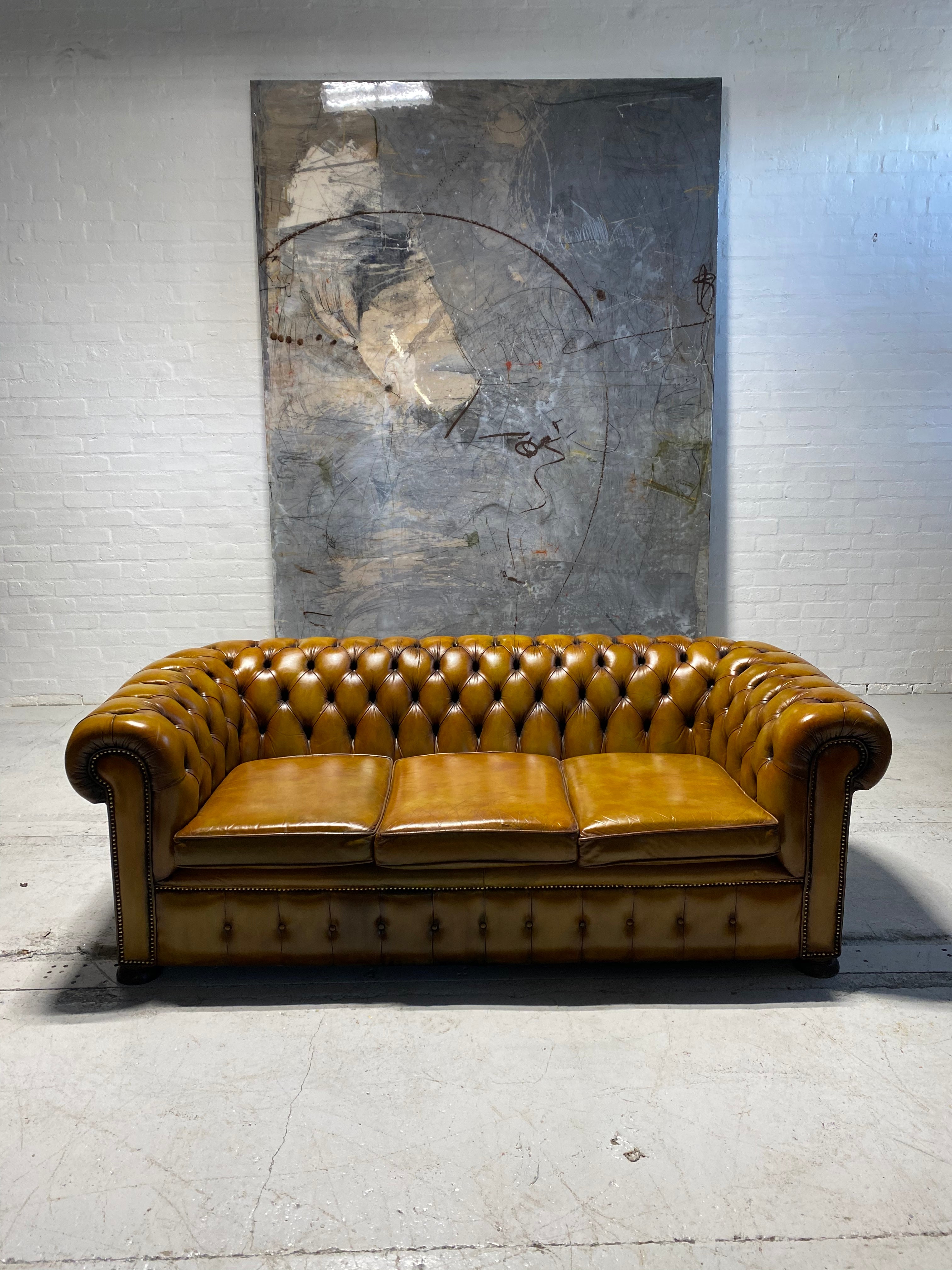 A Most Beautiful Vintage MidC Chesterfield Sofa in Amazing Tans