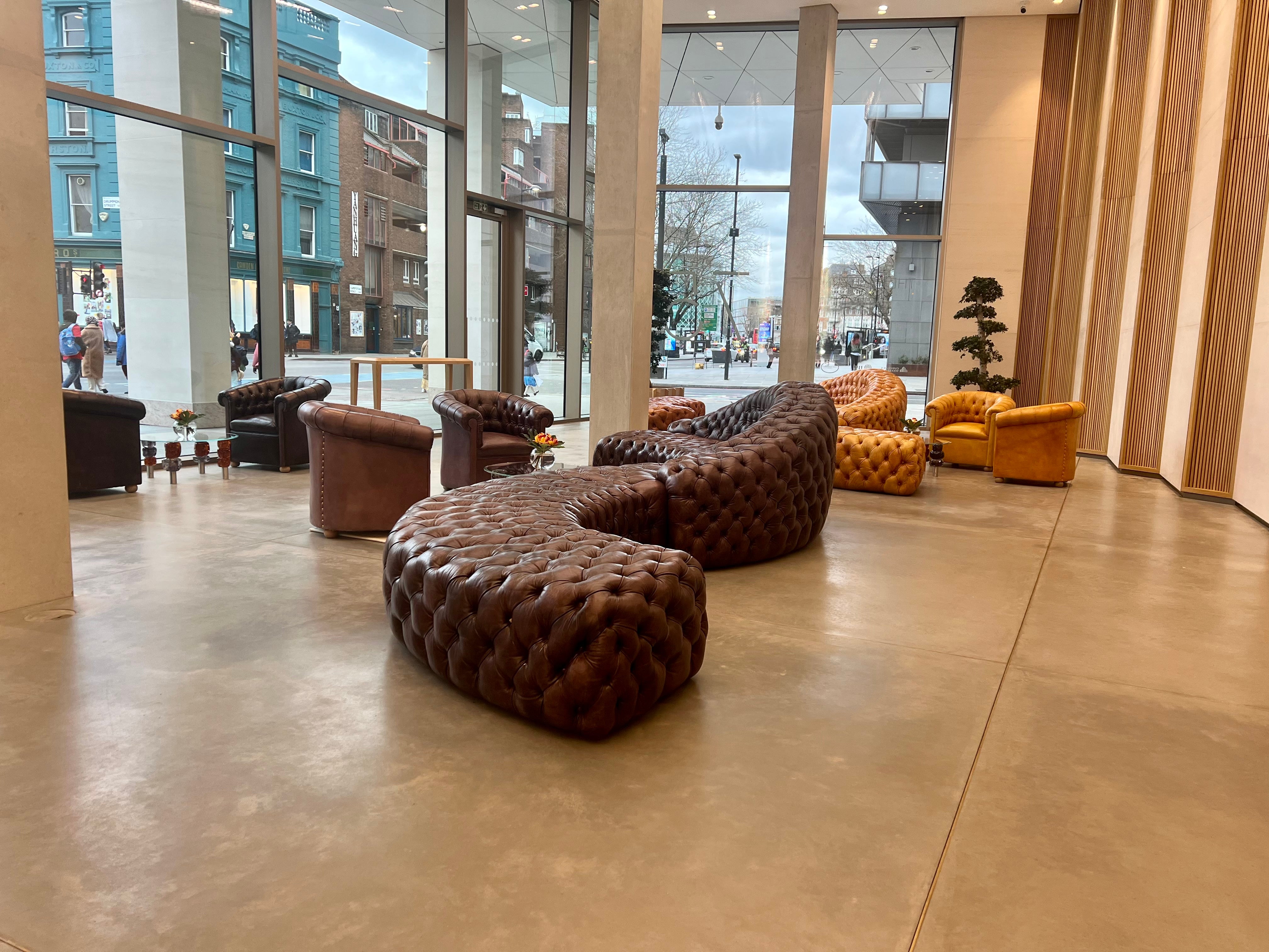 Robinson Bespoke - Serpentine Art Installation Sofas in hand dyed leathers