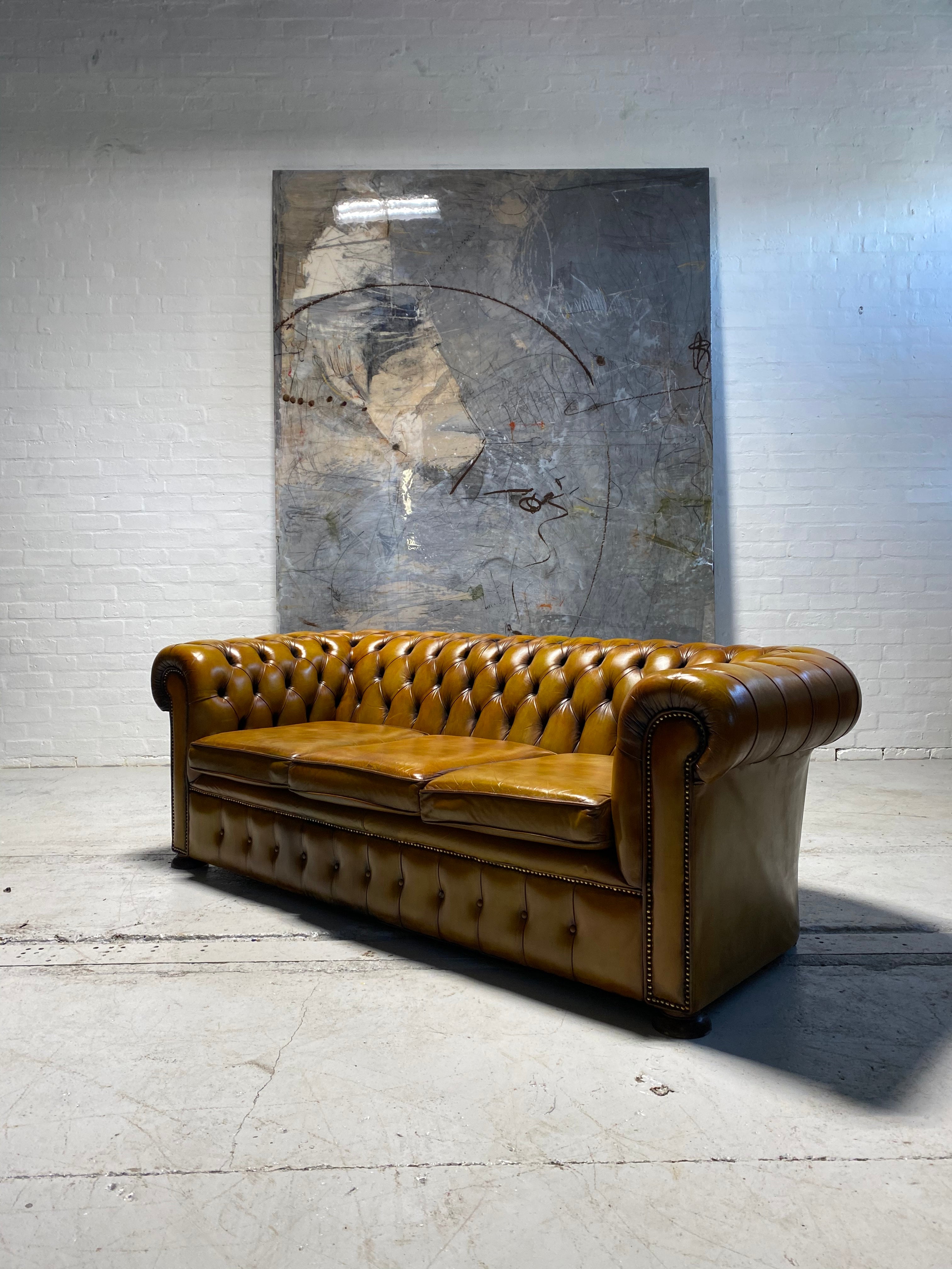 A Most Beautiful Vintage MidC Chesterfield Sofa in Amazing Tans