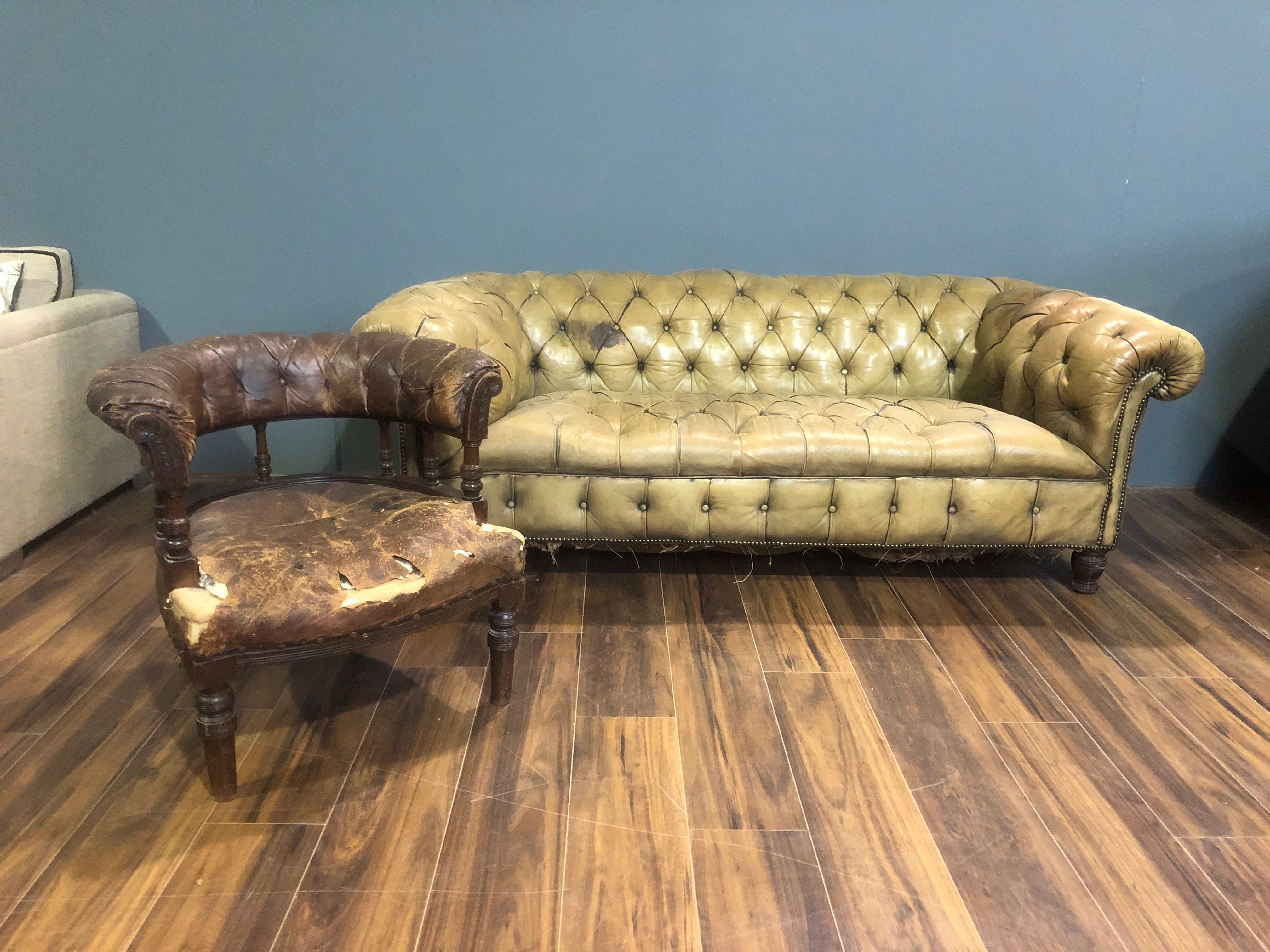 RARE! Original 19thC Sofa in Original Leather