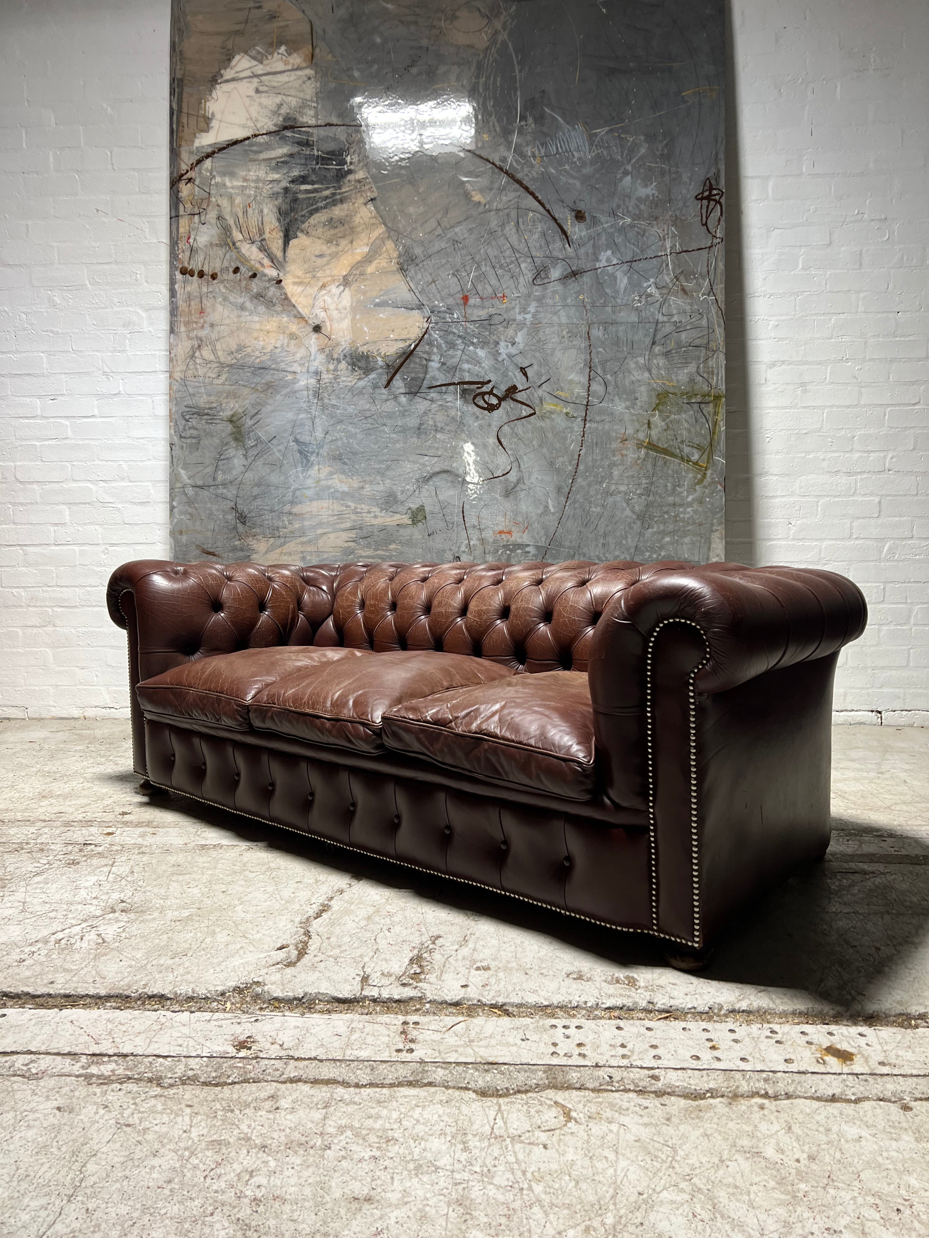 A Super Comfortable MidC Leather Chesterfield Sofa in Chocolate