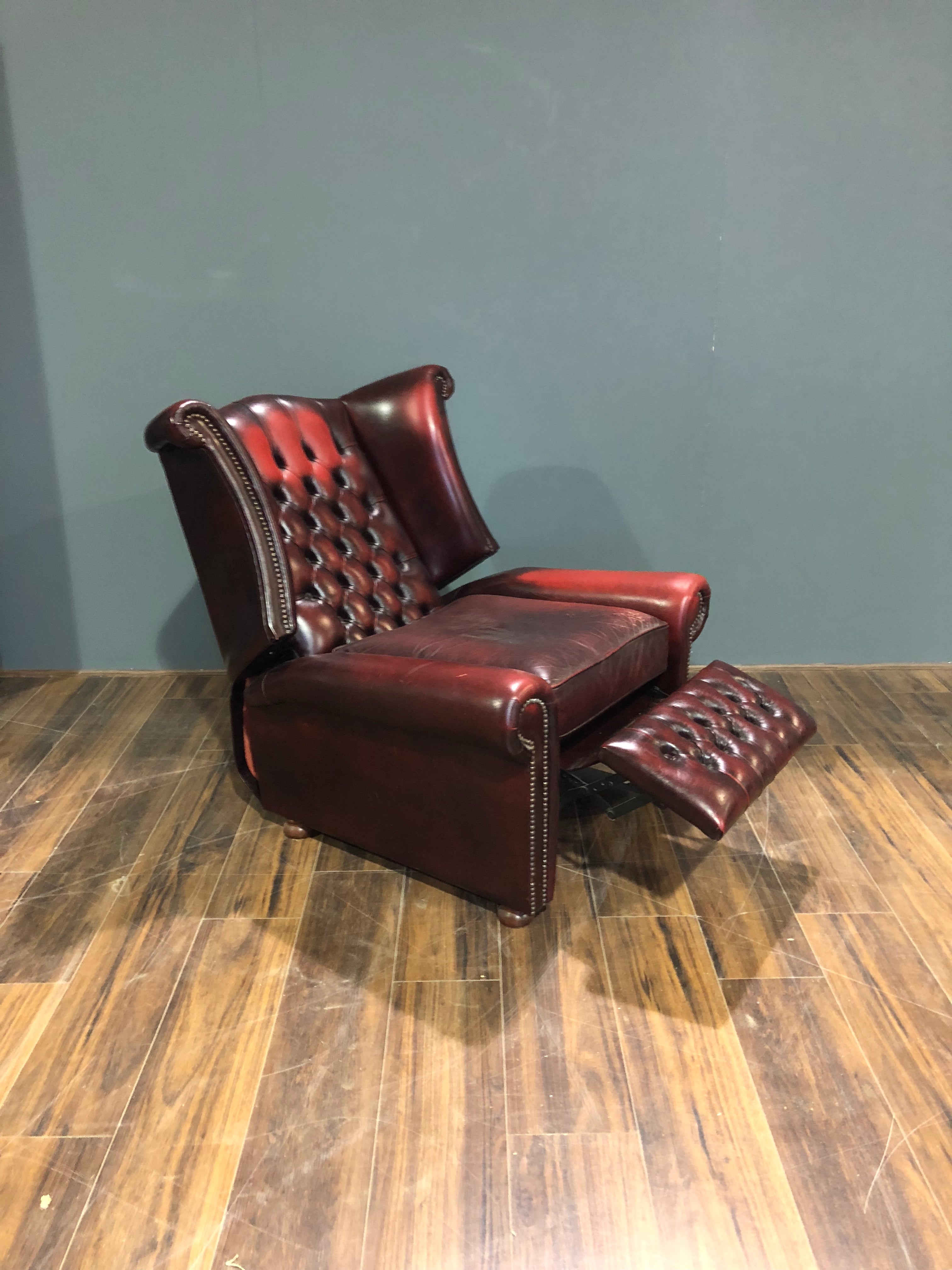 A Great Leather Chesterfield Recliner Chair